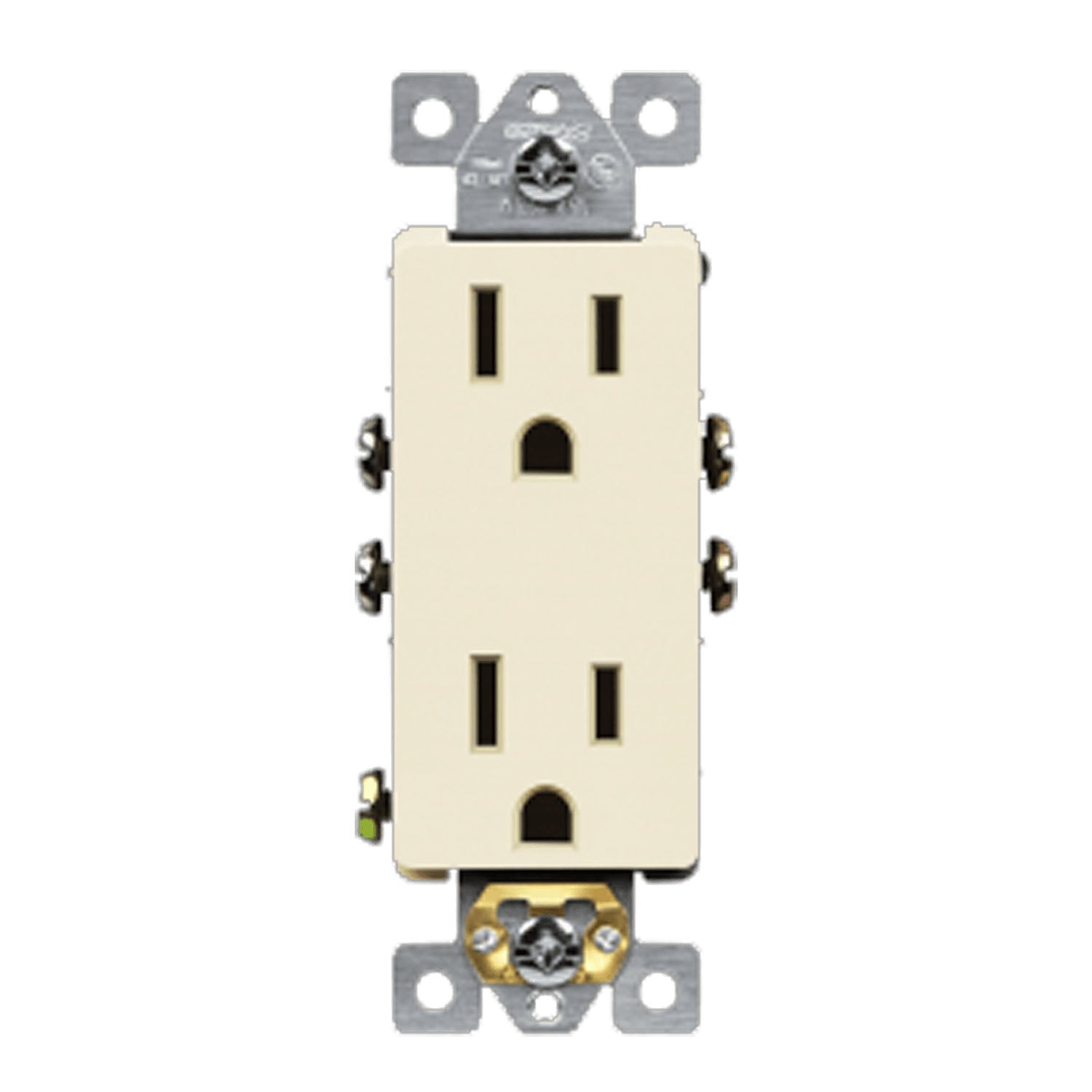 15 Amp Duplex Outlet Receptacle - Light Almond Color - Electrical Wall Outlet for Home, Office & Workshop - Tamper-Resistant & Easy Installation
