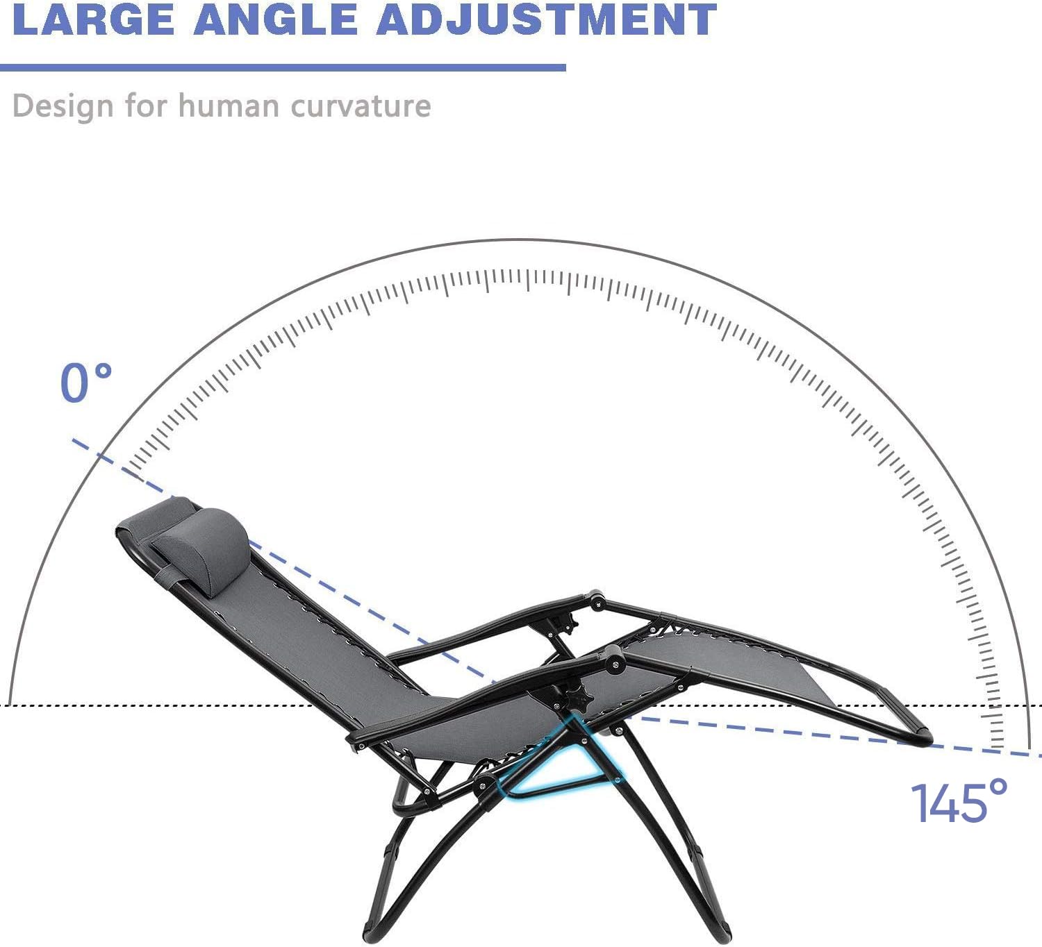 Homall Zero Gravity Reclining Chair - Adjustable Folding Outdoor Lounge Chair with Pillows for Backyard, Poolside & Beach - Patio, Camping & Relaxation - Set of 2 (Double-Gray)