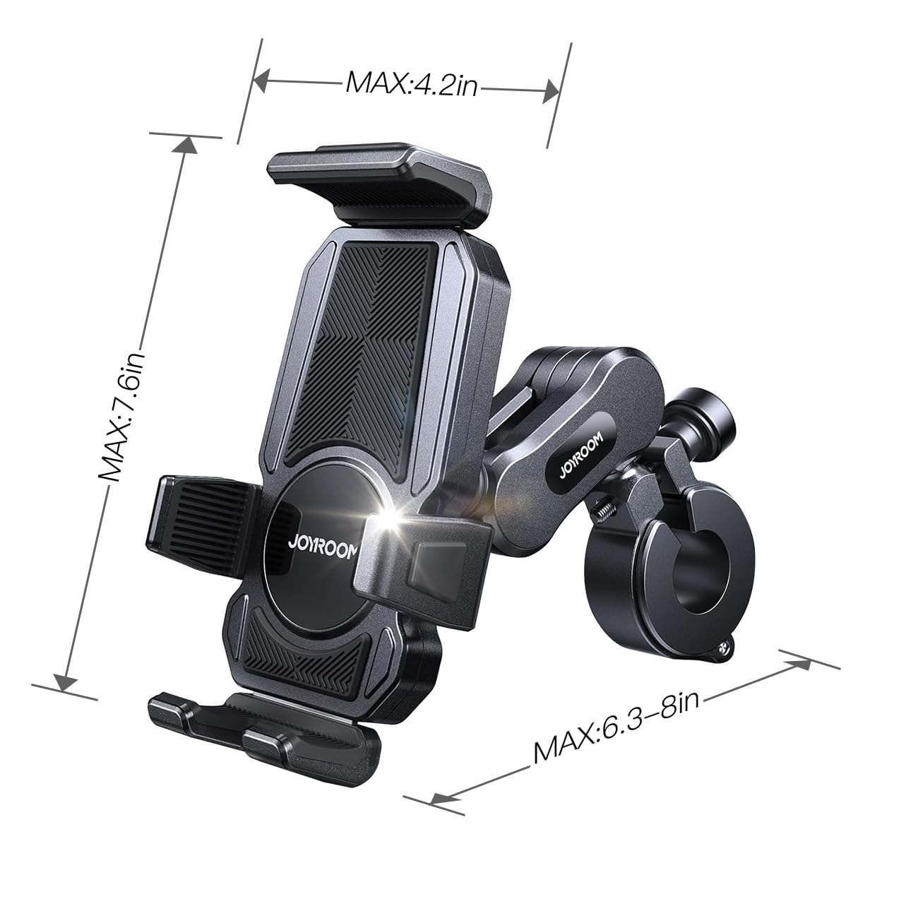 JOYROOM Aluminum Motorcycle Phone Mount with Vibration Dampener - for iPhone/Samsung - Bike/ATV Riding