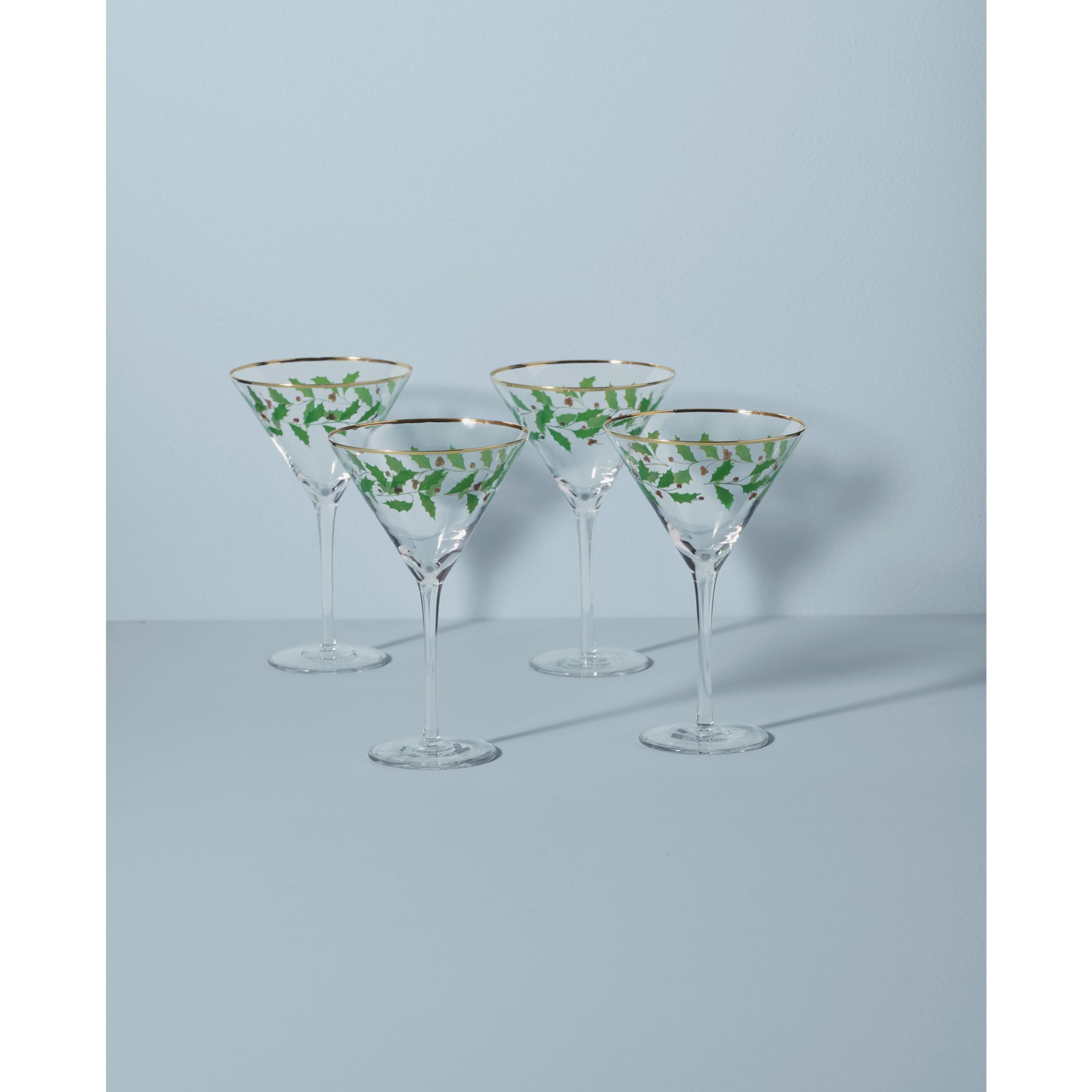 Lenox 893570 4-Piece Holiday Martini Glass Set - Elegant Christmas Dinnerware for Festive Entertaining & Hosting - Perfect for Cocktail Parties, Christmas Celebrations & New Year's Eve Gatherings