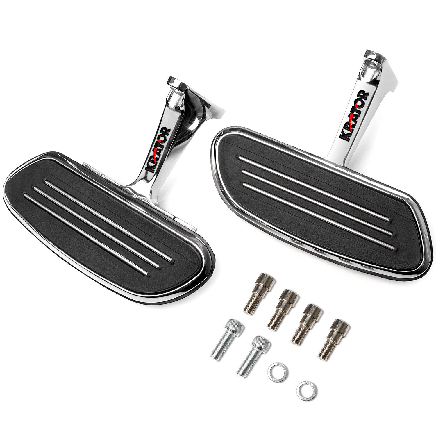 KapscoMoto Chrome Rear Passenger Floorboards for Harley Davidson Street Glide FLHX 2006-2019 - Streamliner Style Flip-Up Footboards - Comfortable Riding Accessories for Long Distance Cruising