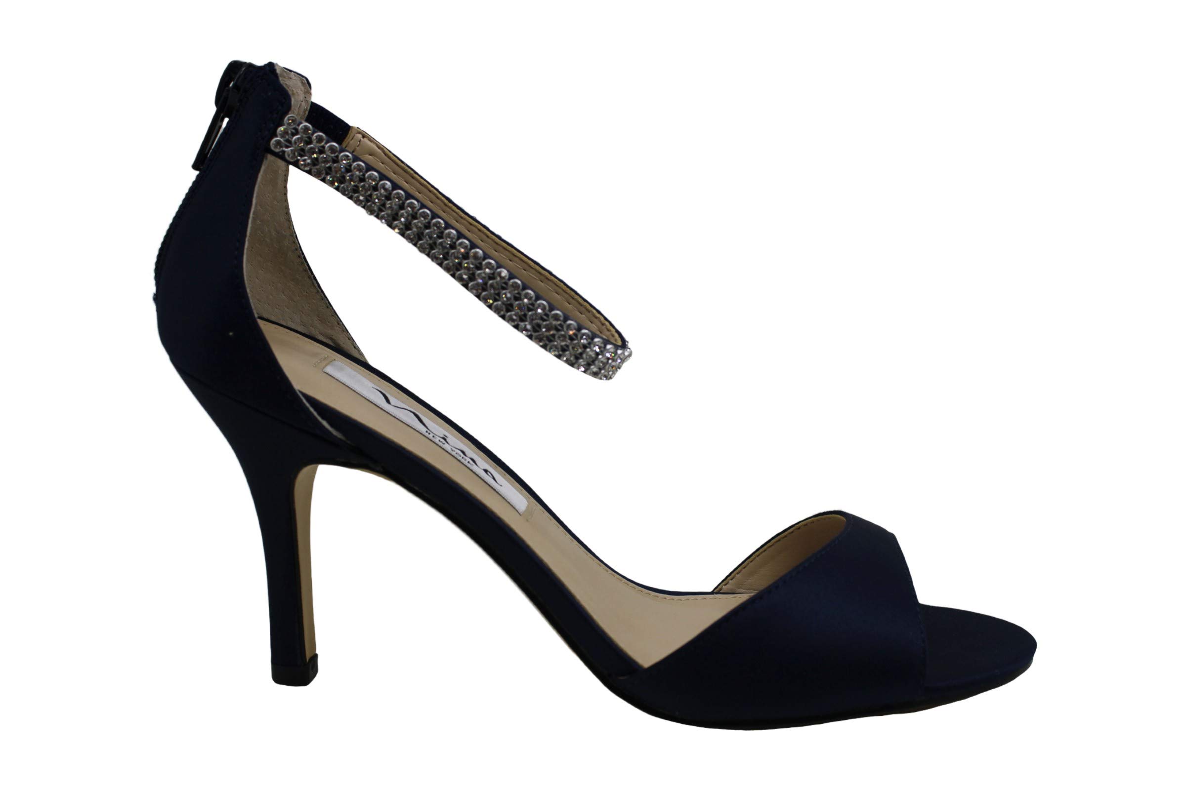 NINA Women's Volanda Rhinestone Ankle Strap Evening Dress Sandals - 3 Inch High Heel Blue | Perfect for Prom, Wedding & Formal Events