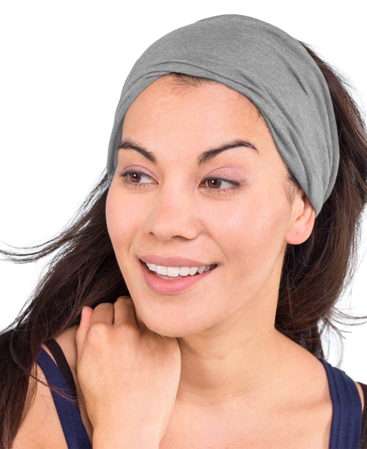 Soul Flower Women's Bohemian Headband - Raw Edge Organic Cotton Blend Bandeau Head Wrap, Handmade in USA (Gray) | Perfect for Yoga, Music Festivals & Boho Fashion