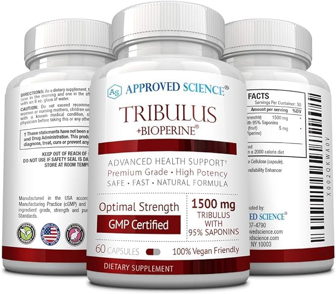 Approved Science Tribulus Terrestris 360 Capsules - 95% Furostanol Saponins with Bioperine - Natural Testosterone Booster for Men - Supports Muscle Growth, Athletic Performance & Recovery - Vegan Supplement - 6 Bottle Value Pack - Ideal for Bodybuilding, Workout Recovery & Men's Health