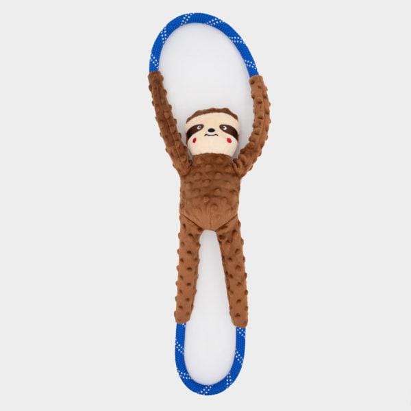 ZippyPaws RopeTugz Sloth Plush Dog Toy - Durable Interactive Chew Toy for Small & Medium Dogs - Perfect for Tug-of-War, Fetch & Cuddle Playtime