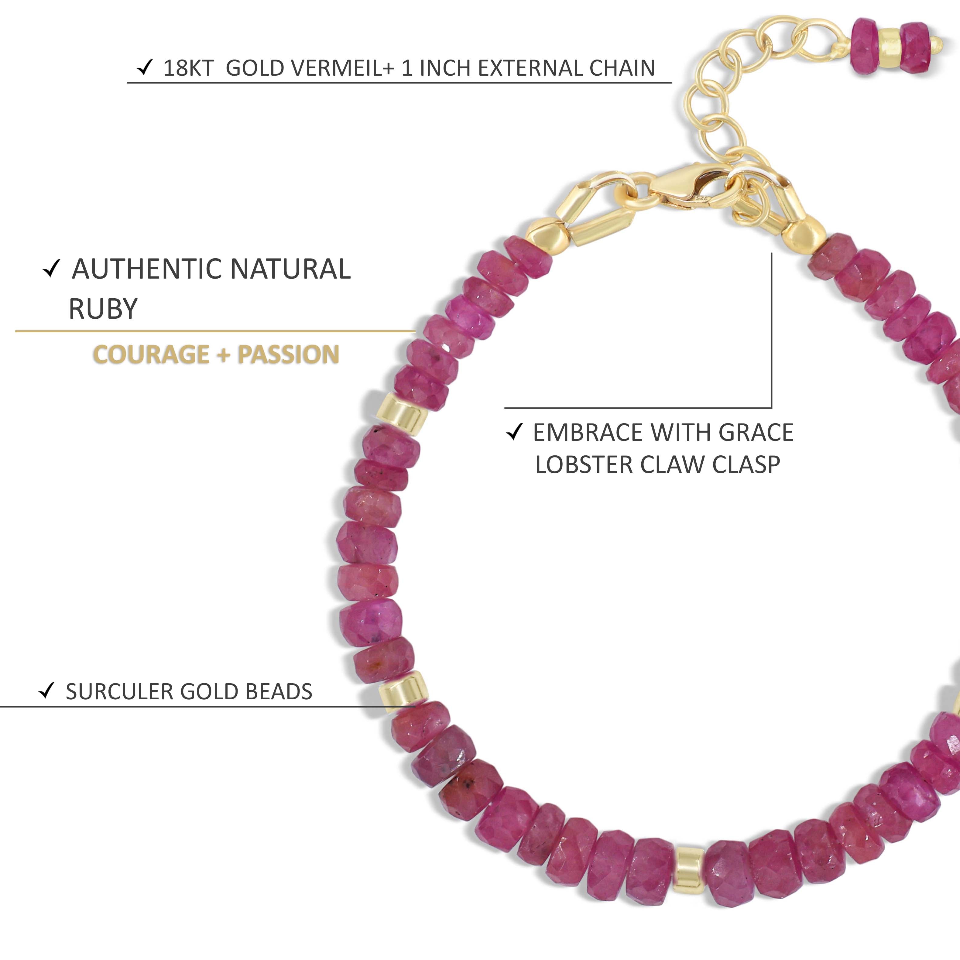 Natural Ruby Bead Strand Rondelle Bracelet - 7mm Genuine Gemstone Spacer Beads for Jewelry Making, DIY Crafts & Boho Style Accessories | Perfect for Bracelets, Necklaces & Gift Giving