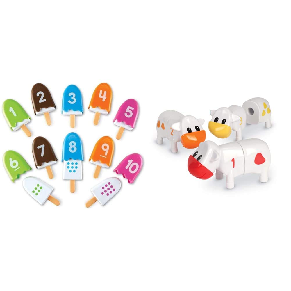 Learning Resources Smart Snacks Number Pops - 10-Piece Counting Toy Set & Counting Cows - 20-Piece Math Learning Game for Toddlers Ages 2+ (Multicolor) - Perfect for Preschool Math Activities, Early Number Recognition & Fine Motor Skills Development