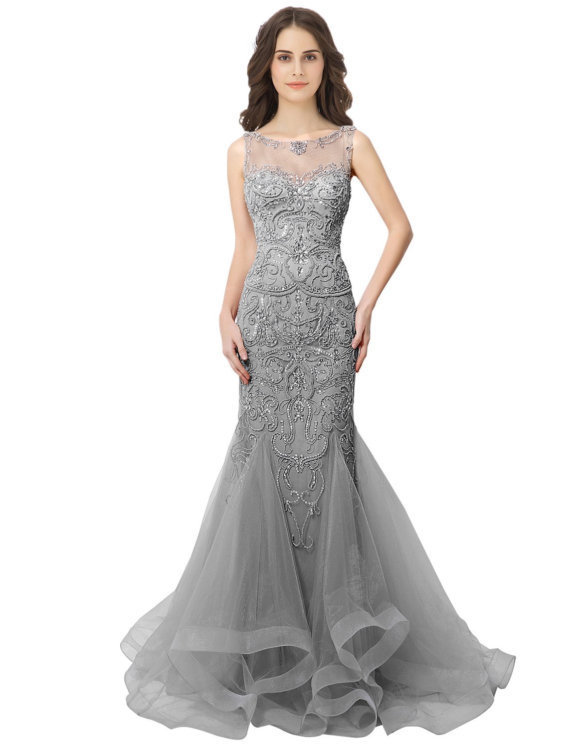 Elegant Long V-Neck Beaded Prom Dress for Women | Mermaid Backless Evening Gown | Plus Size Formal Wear for Homecoming, Wedding, and Special Occasions