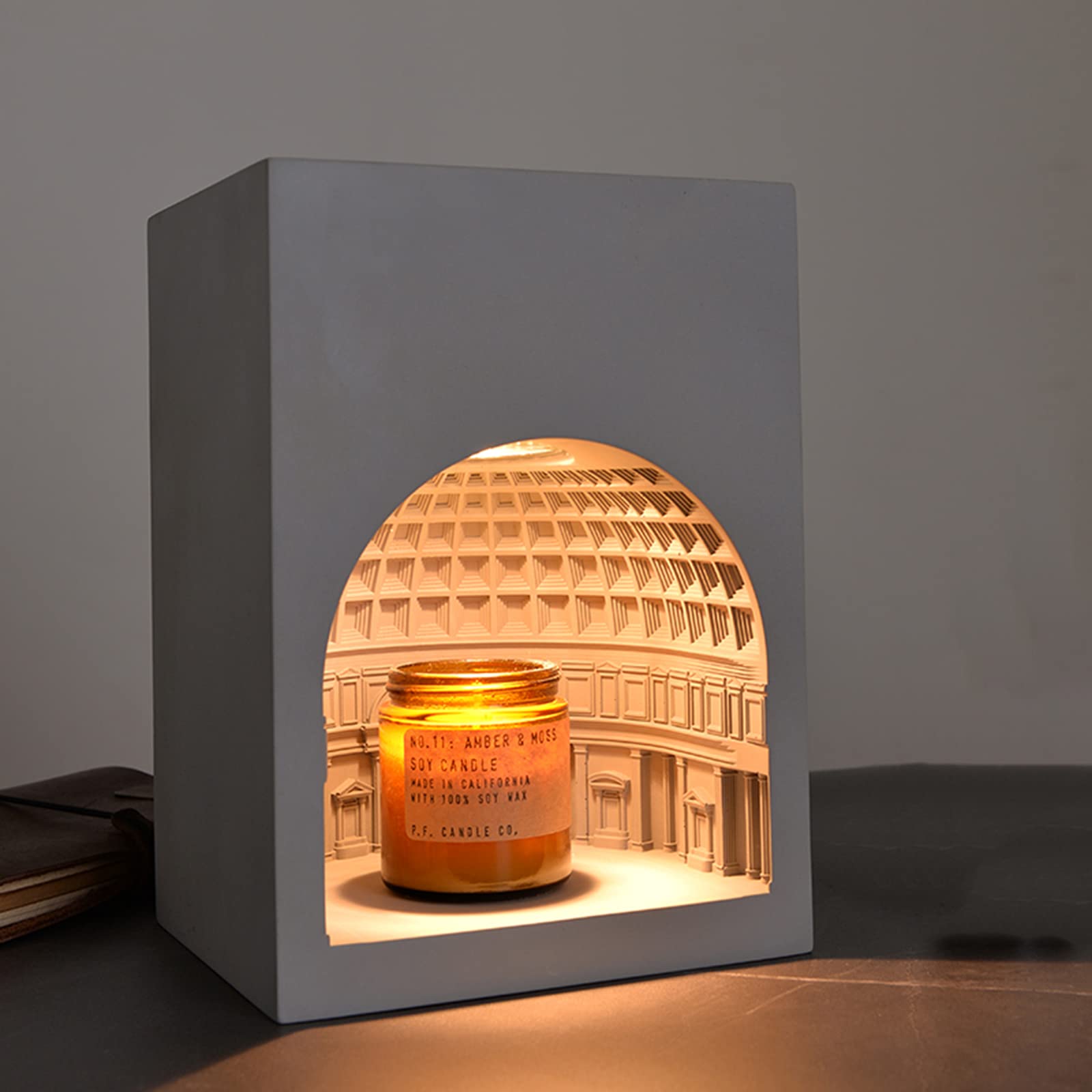 Adjustable Height Dimmable Candle Warmer Lamp - Pantheon Style Candle Melter for Large Jars & Big Candles | Fragrance Warmer for Home, Office & Spa Relaxation