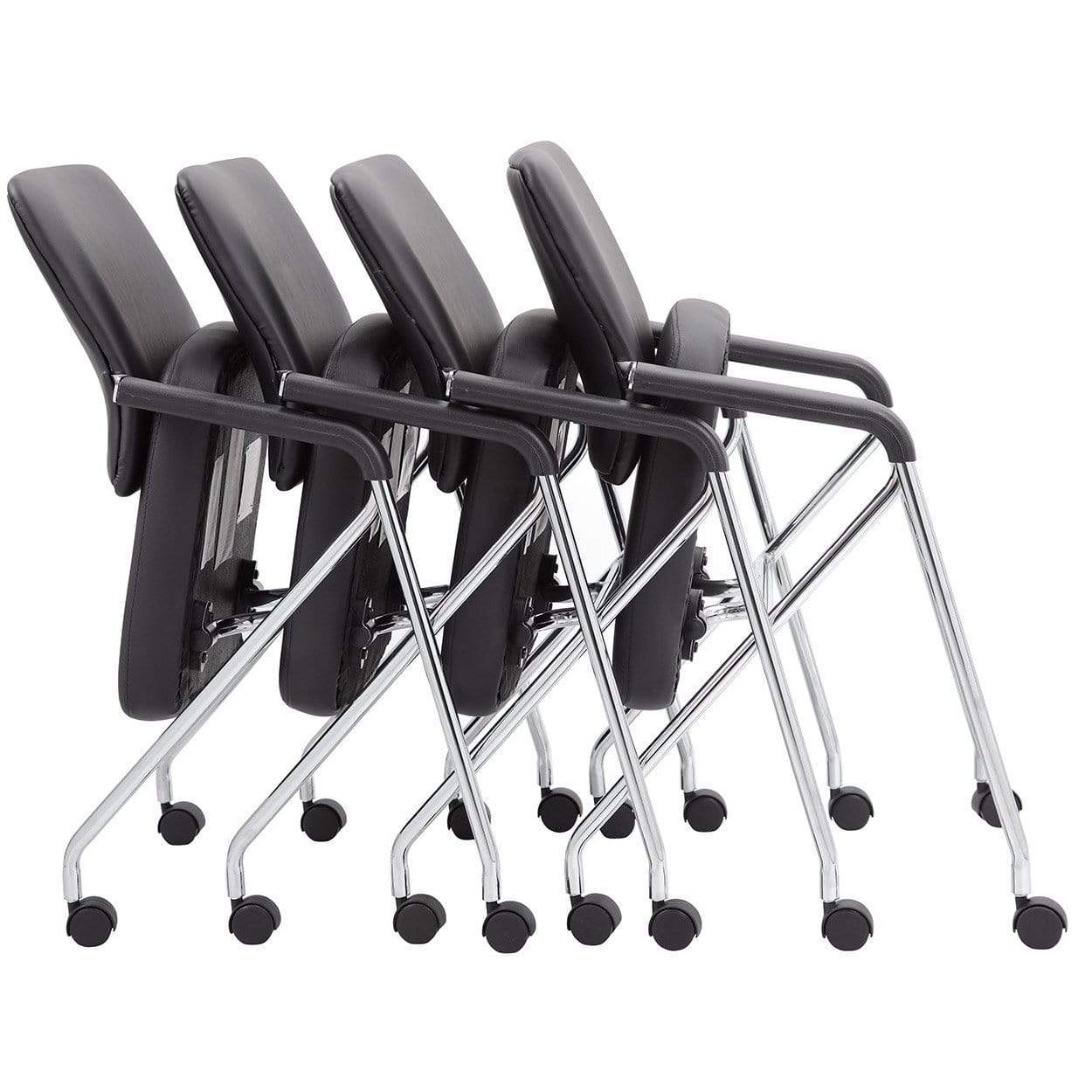 Boss Office Folding Chairs with Wheels - 2 Pack Rolling Conference Chairs, Heavy Duty Swivel Casters for Home Office, Meetings & Events [B1800 CP 2] - Perfect for Conference Rooms, Home Workspaces & Temporary Seating