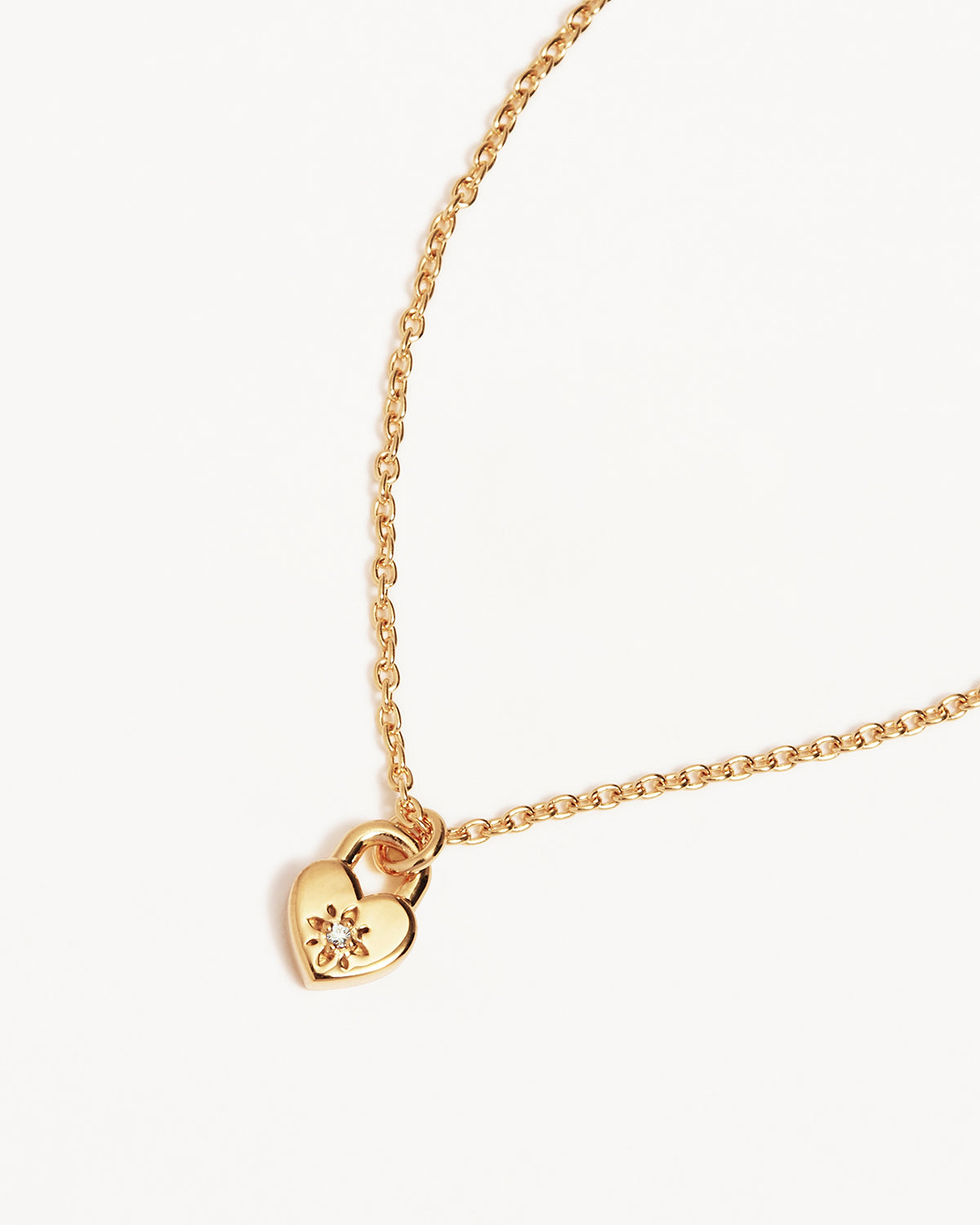 18K Gold Vermeil Crystal Lotus Heart Padlock Necklace for Women - Elegant Jewelry Gift for Valentine's Day, Anniversary & Special Occasions