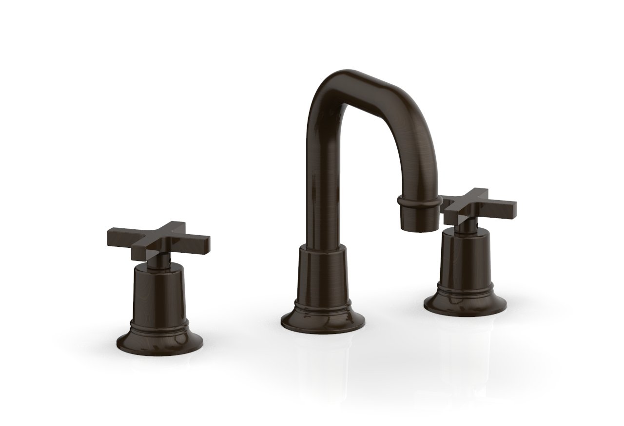 HEX MODERN Widespread Bathroom Faucet - 8 Inch Centerset Cross Handles Brushed Nickel for Sink Vanity - Perfect for Modern Home & Commercial Restroom Use