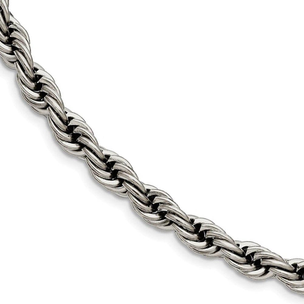 7mm Stainless Steel Polished Rope Chain Necklace for Men - Durable Black Bow Design - Perfect for Casual Wear, Date Nights & Gifts
