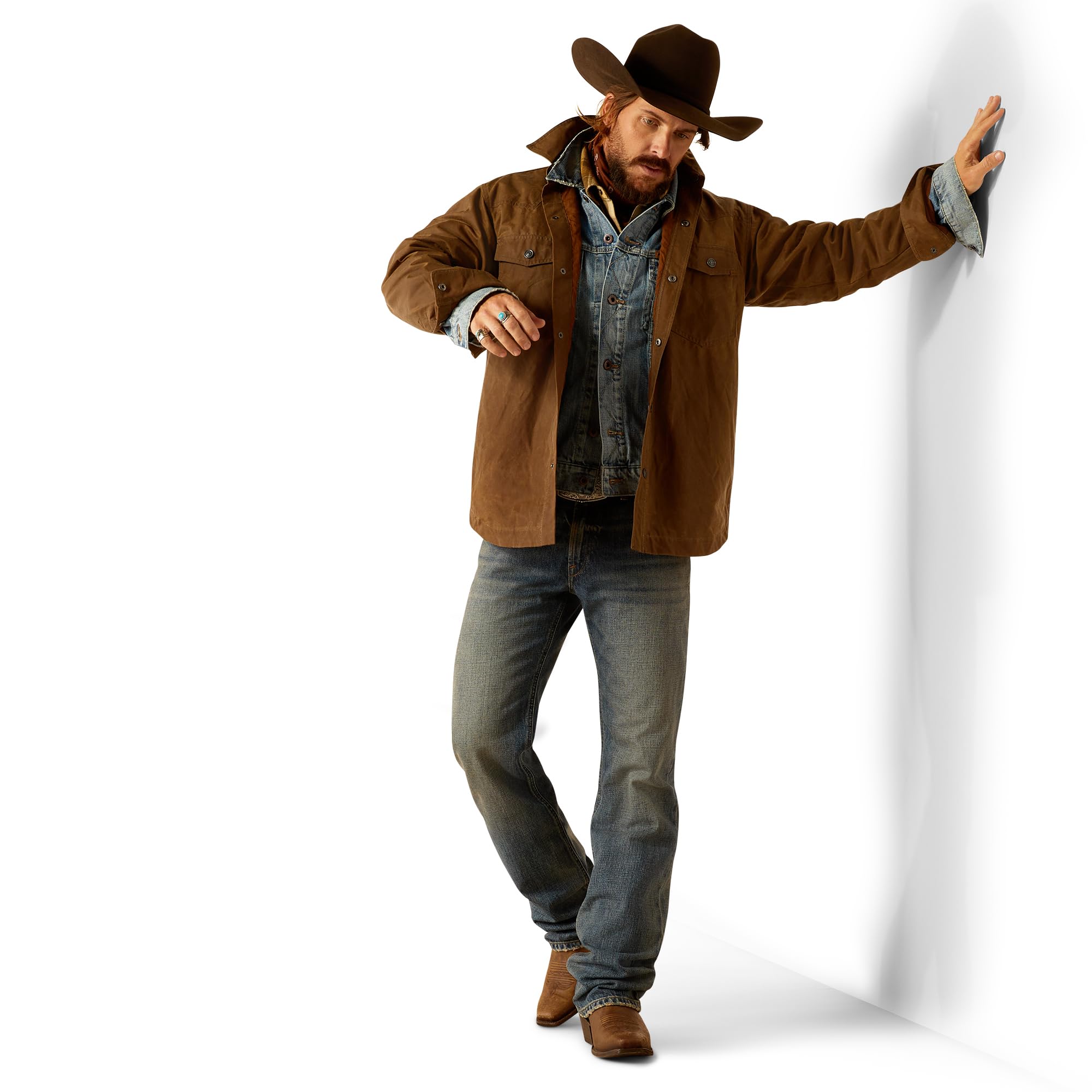 Ariat Men's Yellowstone Herder Waxed Shirt Jacket - Durable Waxed Cotton Work Shirt for Outdoor, Ranch & Casual Wear