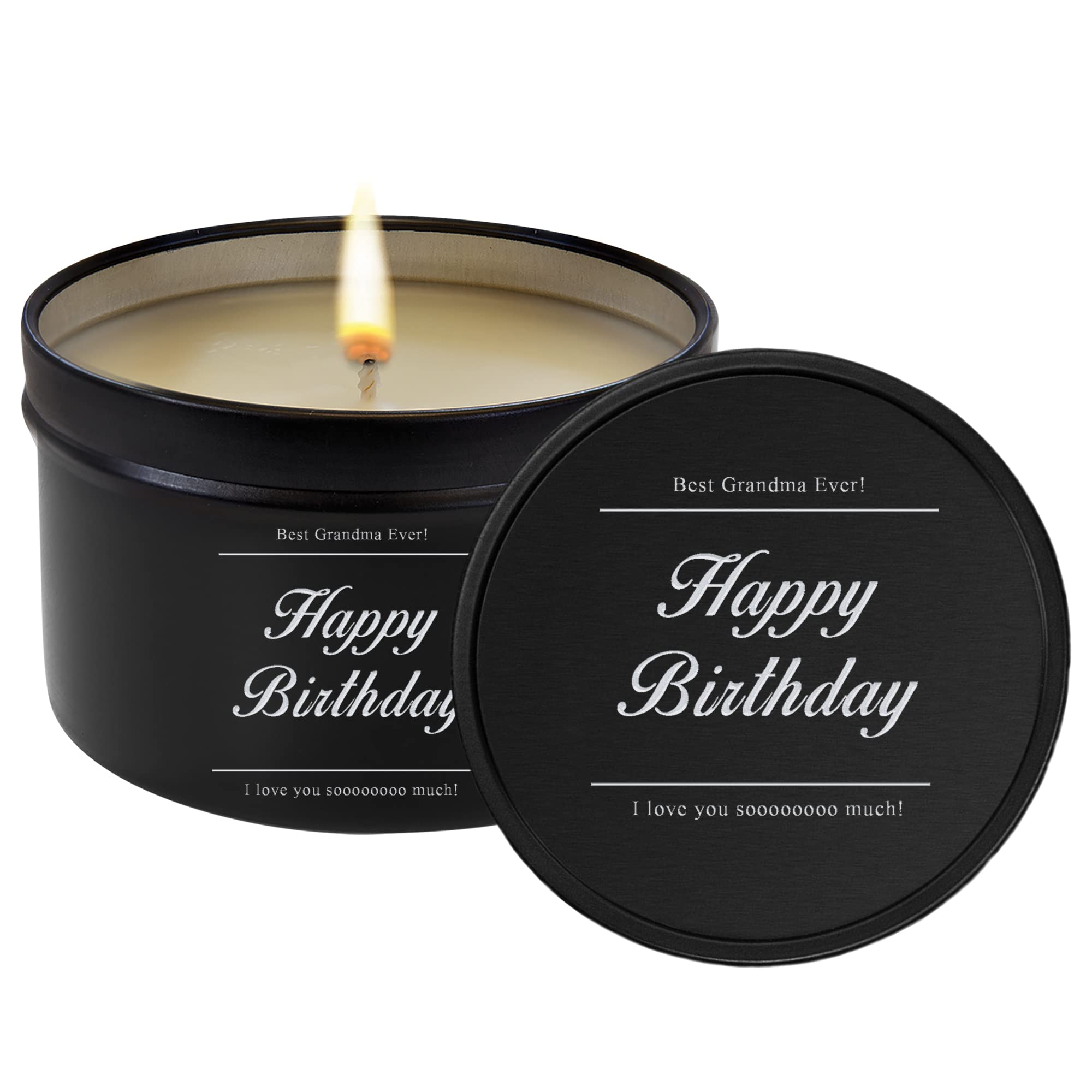 Personalized 8 oz Peppermint Twist Scented Soy Wax Candle in Matte Black Can - All Natural Home Fragrance, Perfect Gift for Women, Mothers Day Present | Relaxing Aromatherapy for Bedroom, Bathroom & Living Room Decor