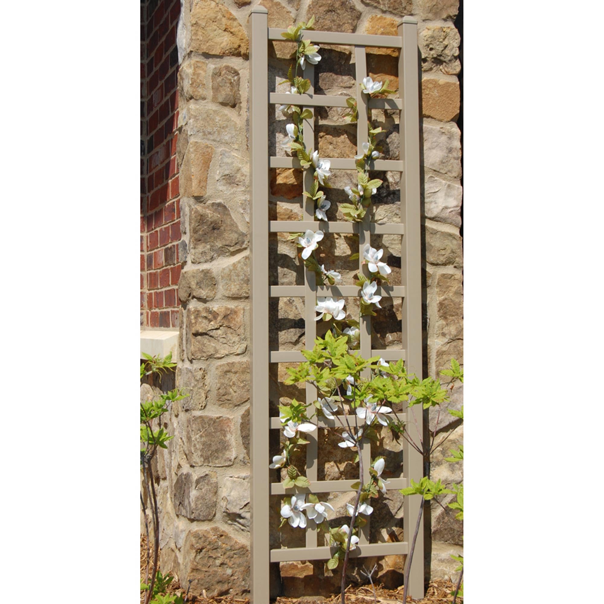 Dura-Trel Elmwood 22x75 Inch Indoor/Outdoor Garden Trellis with Ground Anchors - Plant Support for Vines, Climbing Plants, Flowers & Vegetables in Mocha - Perfect for Backyard, Patio, Balcony & Vertical Gardening