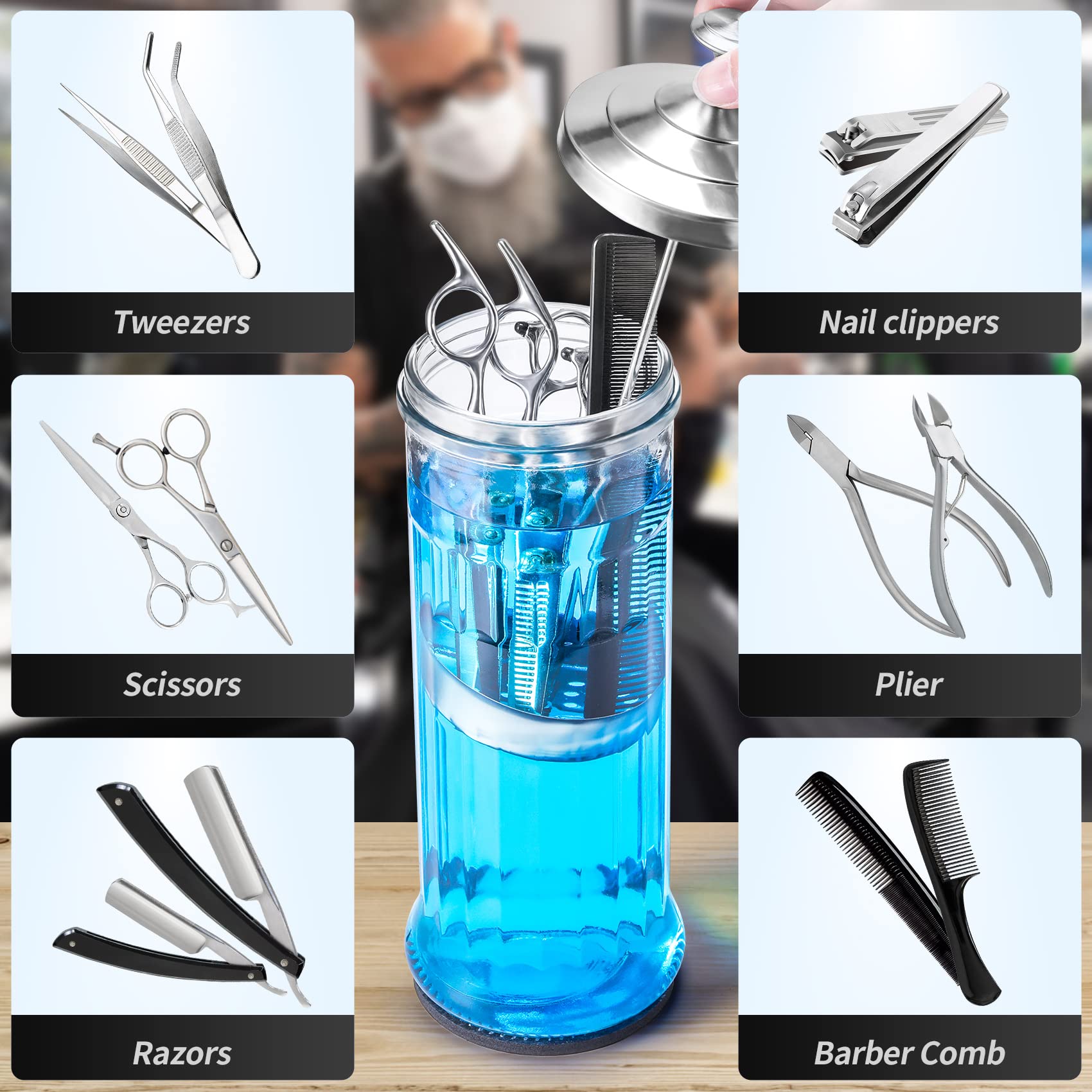 53oz Glass Sterilizing Jar with Basket - Salon & Beauty Tool Organizer for Nail & Hairdressing Tools