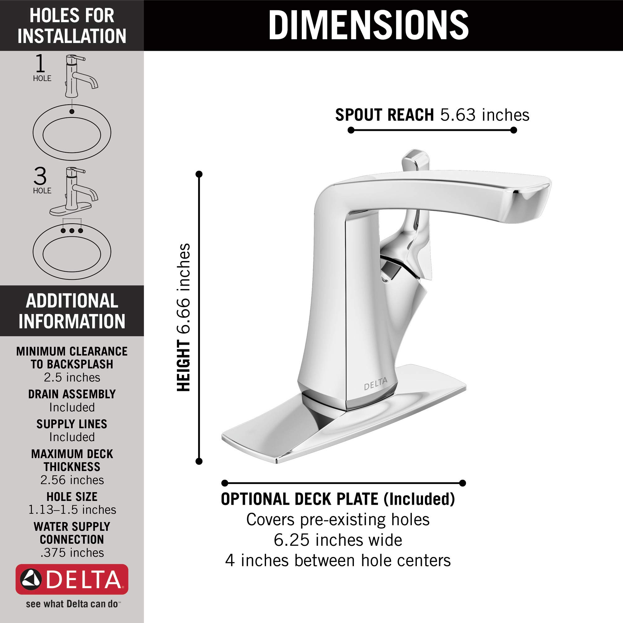Delta Vesna Single Handle Bathroom Faucet Chrome - Single Hole Bathroom Sink Faucet with Drain Assembly & Worry-Free Drain Catch (Model 15789LF) - Perfect for Modern Bathrooms, Small Spaces & Vanity Sinks