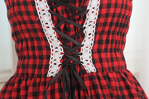 Elegant Women's Red Polyester Checkered Pleated Lolita Dress - Vintage-Inspired Ruffle Cake Princess Style for Cosplay, Tea Parties & Special Occasions