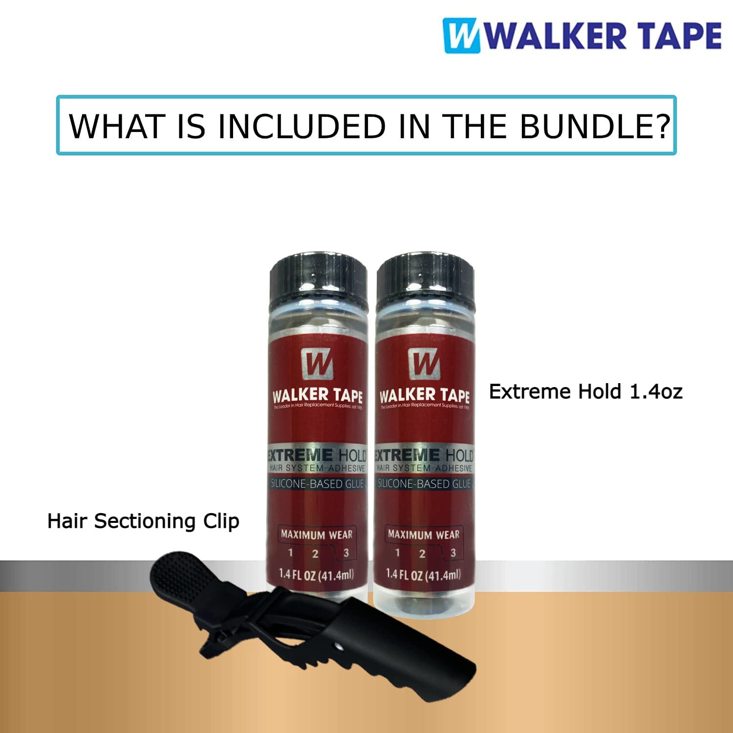 2pcs Extreme Hold Wig Glue 1.4oz with Black Hair Clips | Waterproof Invisible Lace Adhesive for Wigs & Toupees | Long-Lasting Strong Hold for Front Lace Wigs, Weaves & Extensions | Perfect for Daily Wear, Cosplay & Active Lifestyles