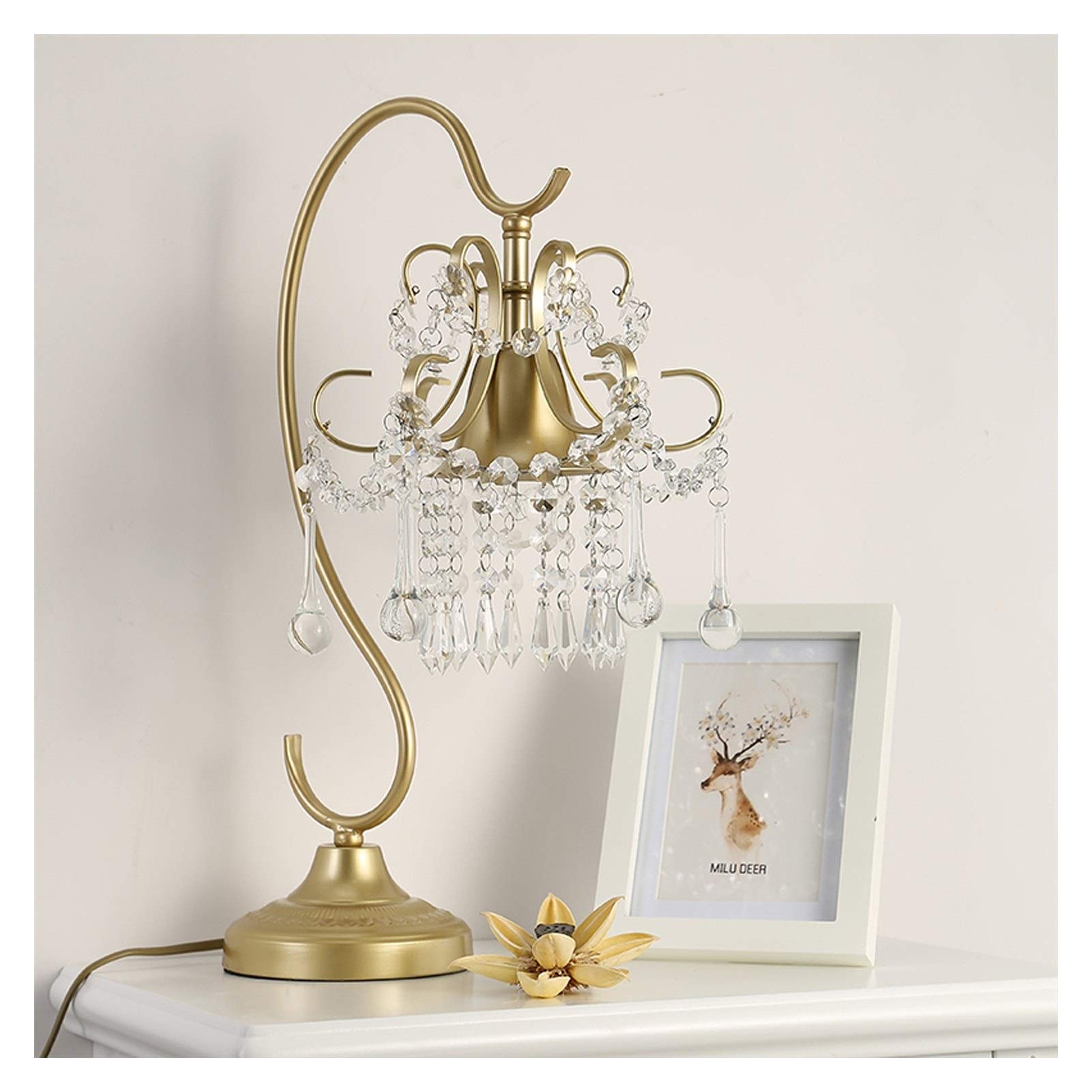 Luxury Crystal Table Lamp with Copper-Plated Base - 18.5