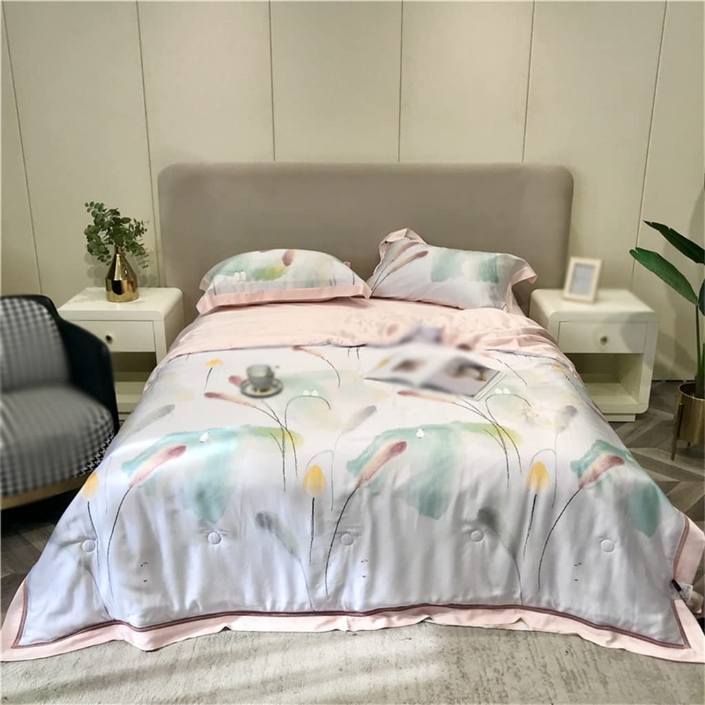 Premium Tencel Summer Cooling Blanket Set - Ice Silk Air Conditioning Comforter with Double-Sided Design, 200x230cm (Queen Size) - Ideal for Hot Sleepers, Bedroom & Guest Room Use
