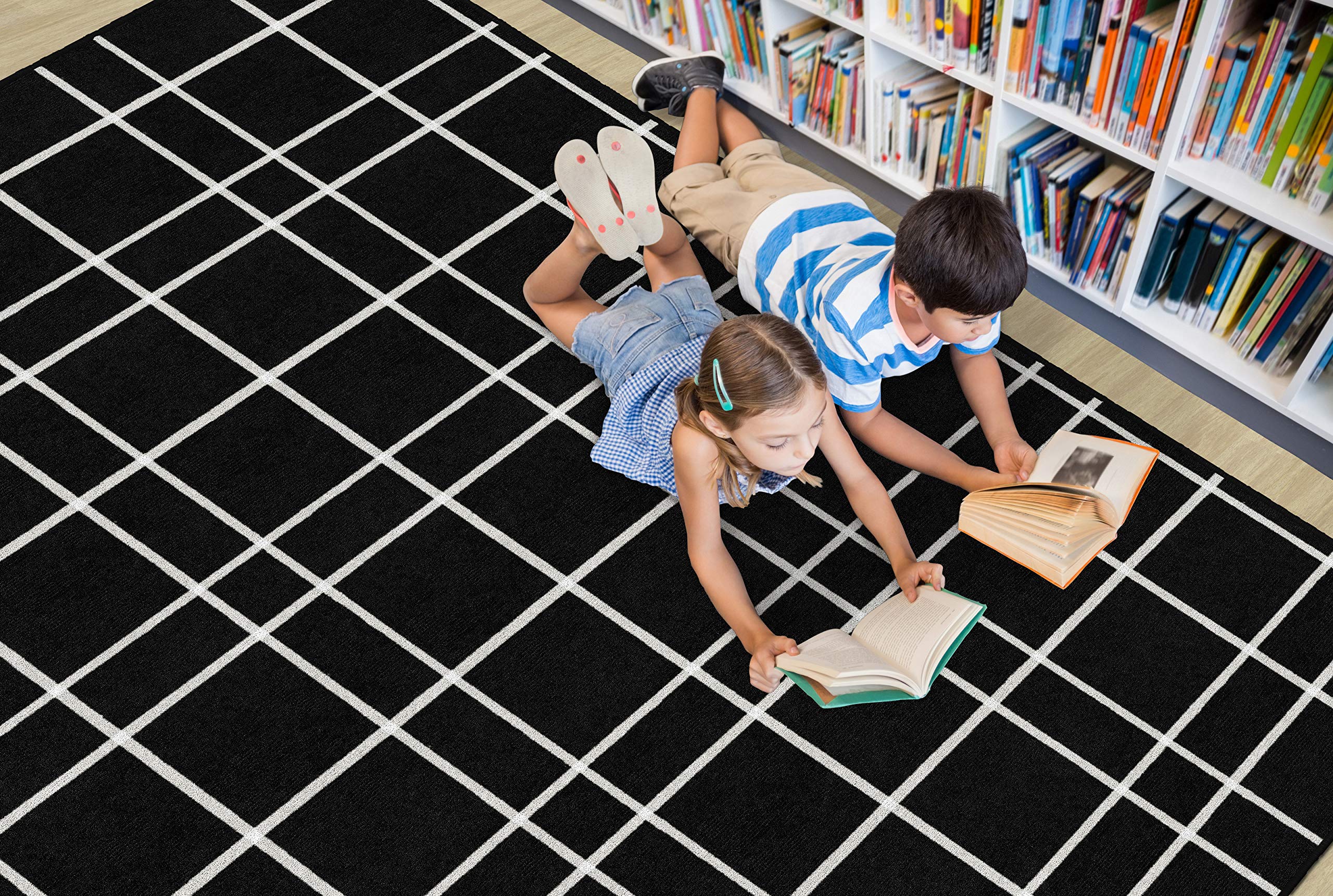 Premium Checkered Area Rug for Kids Classroom, Playroom, Living Room, Bedroom & Kitchen - 6' x 8'4