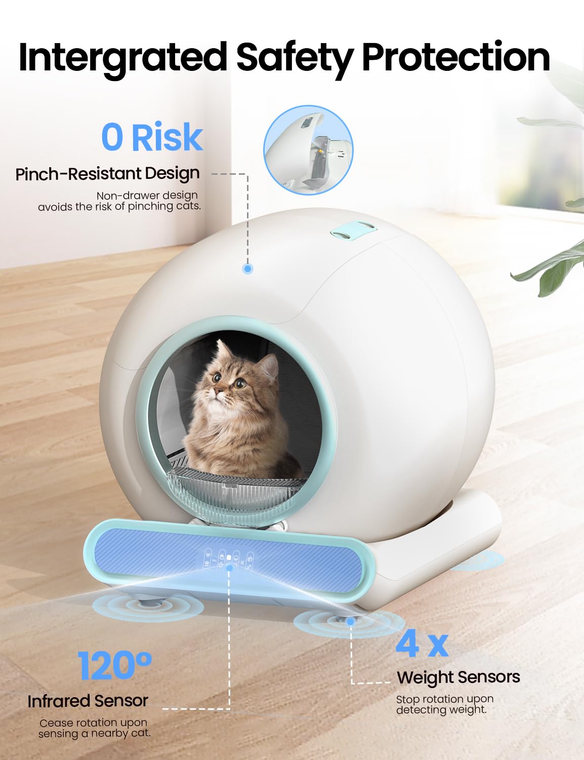 Automatic Self-Cleaning Cat Litter Box for Multiple Cats - 65L Large Capacity with 9L Waste Bin, Smart APP Control, Odor Elimination System - Includes Washable Mat & 6-Month Supply of Liners (3 Rolls) - Perfect for Busy Pet Owners & Multi-Cat Households - Green