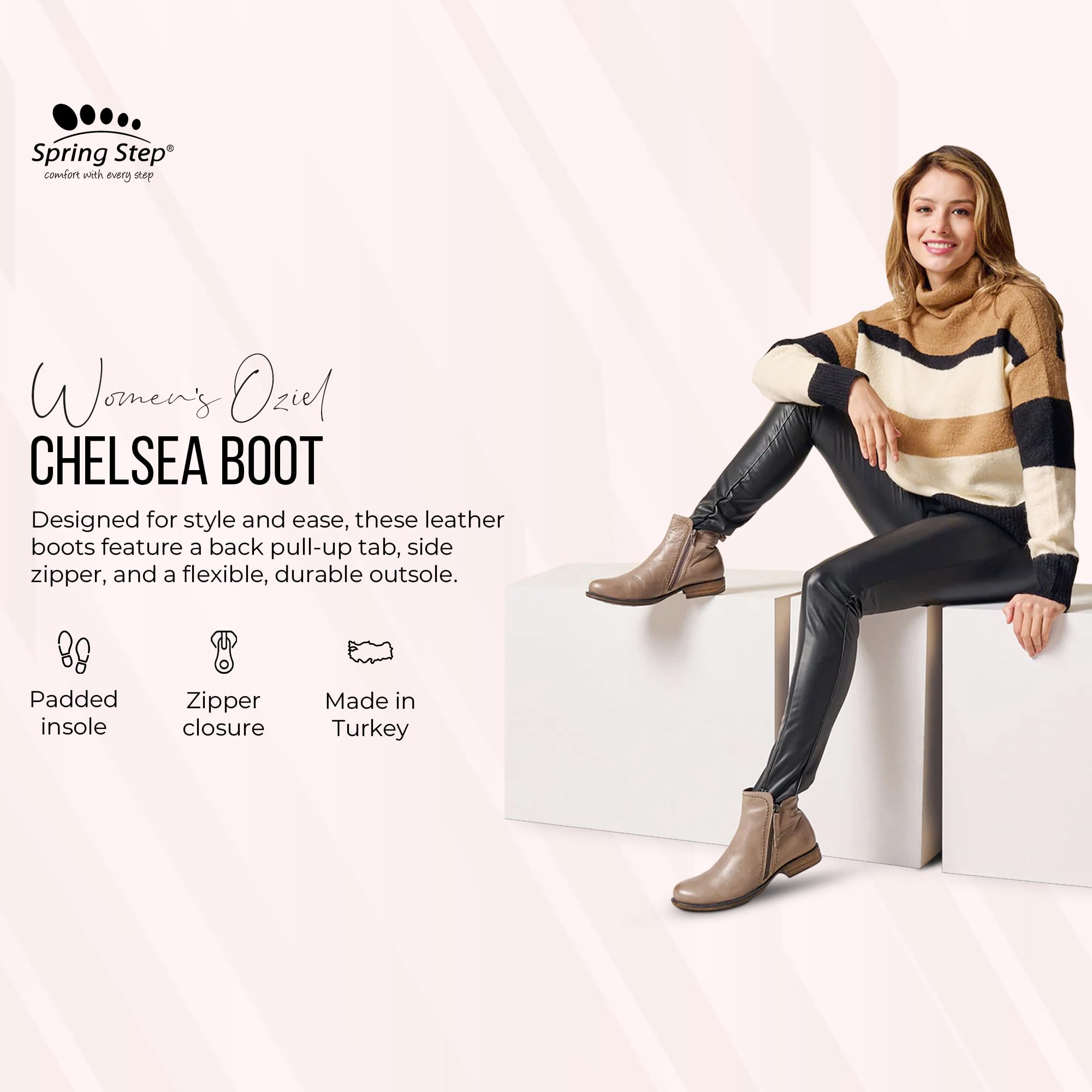 Spring Step Women's Oziel Chelsea Boot - Comfortable Slip-On Ankle Boots for Women | Waterproof & Stylish | Perfect for Work, Casual Outfits & Fall/Winter Fashion