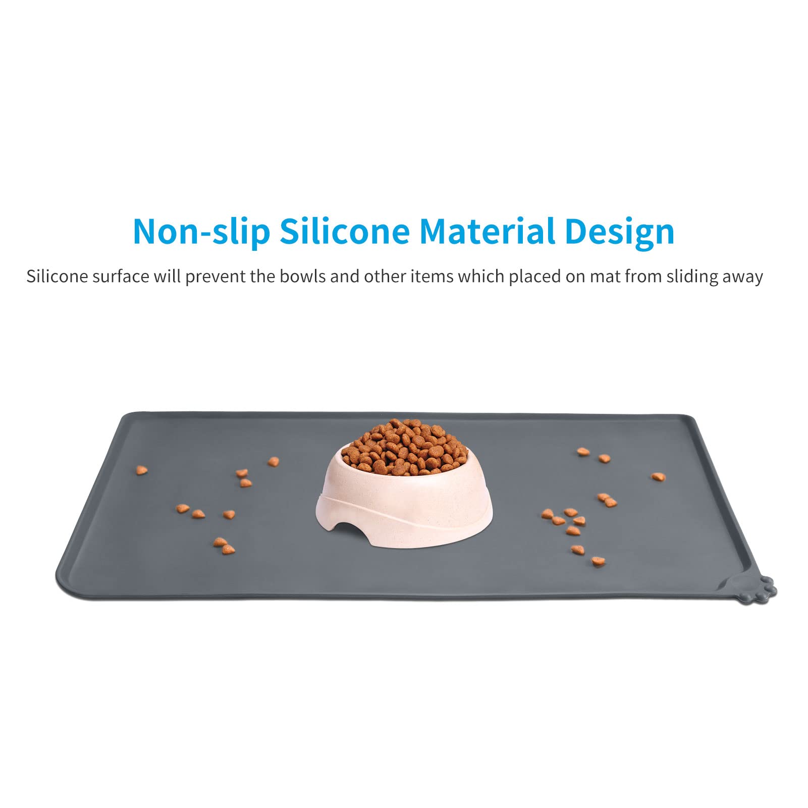 **AUDWUD Non-Slip Silicone Pet Feeding Mat - Waterproof Dog Bowl Pad for Food & Water - Perfect for Messy Eaters, Kitchen & Outdoor Use**
