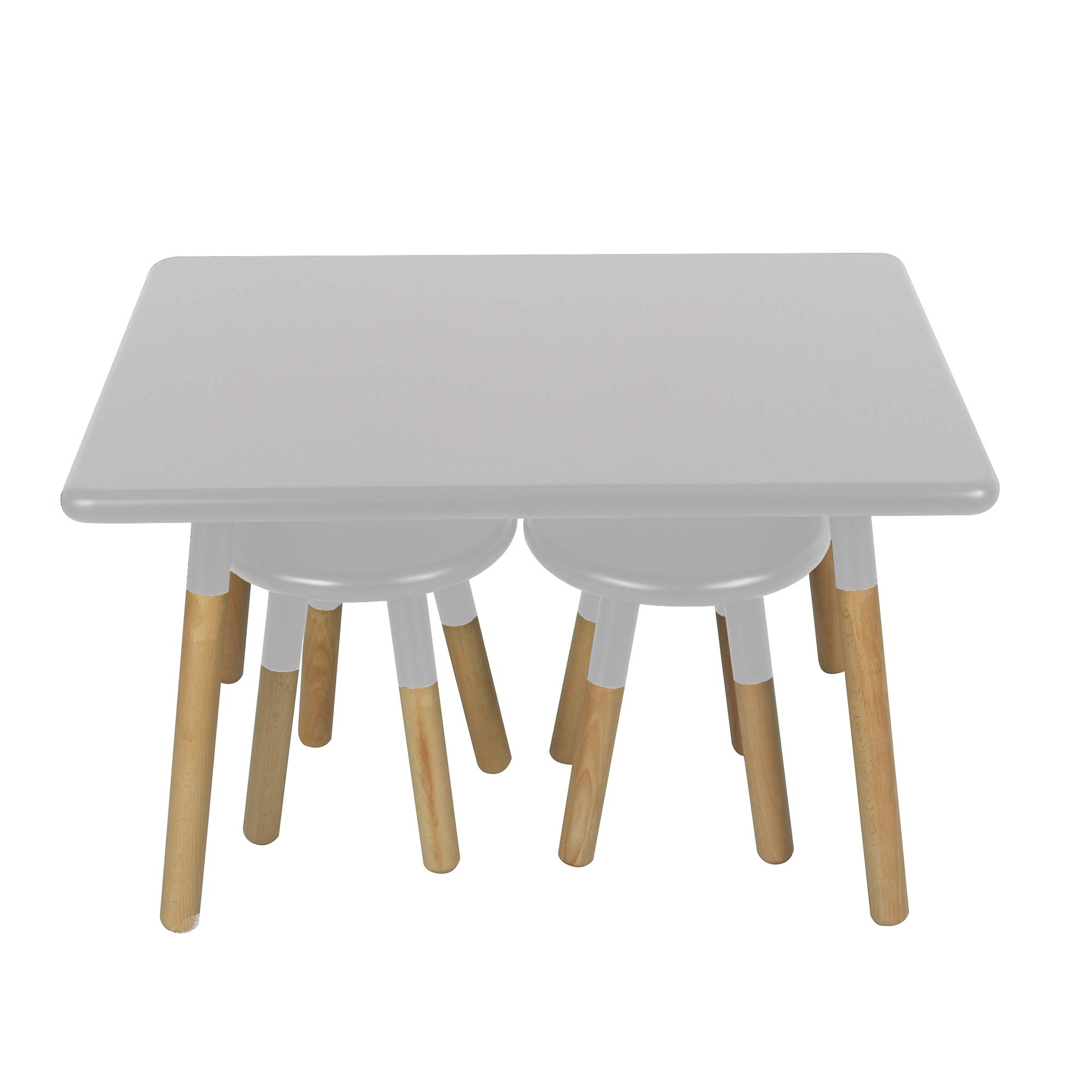 ACEssentials Kids Dipped Table and Stool Set - Gray Wooden Children's Furniture for Playroom, Classroom & Home Learning Activities