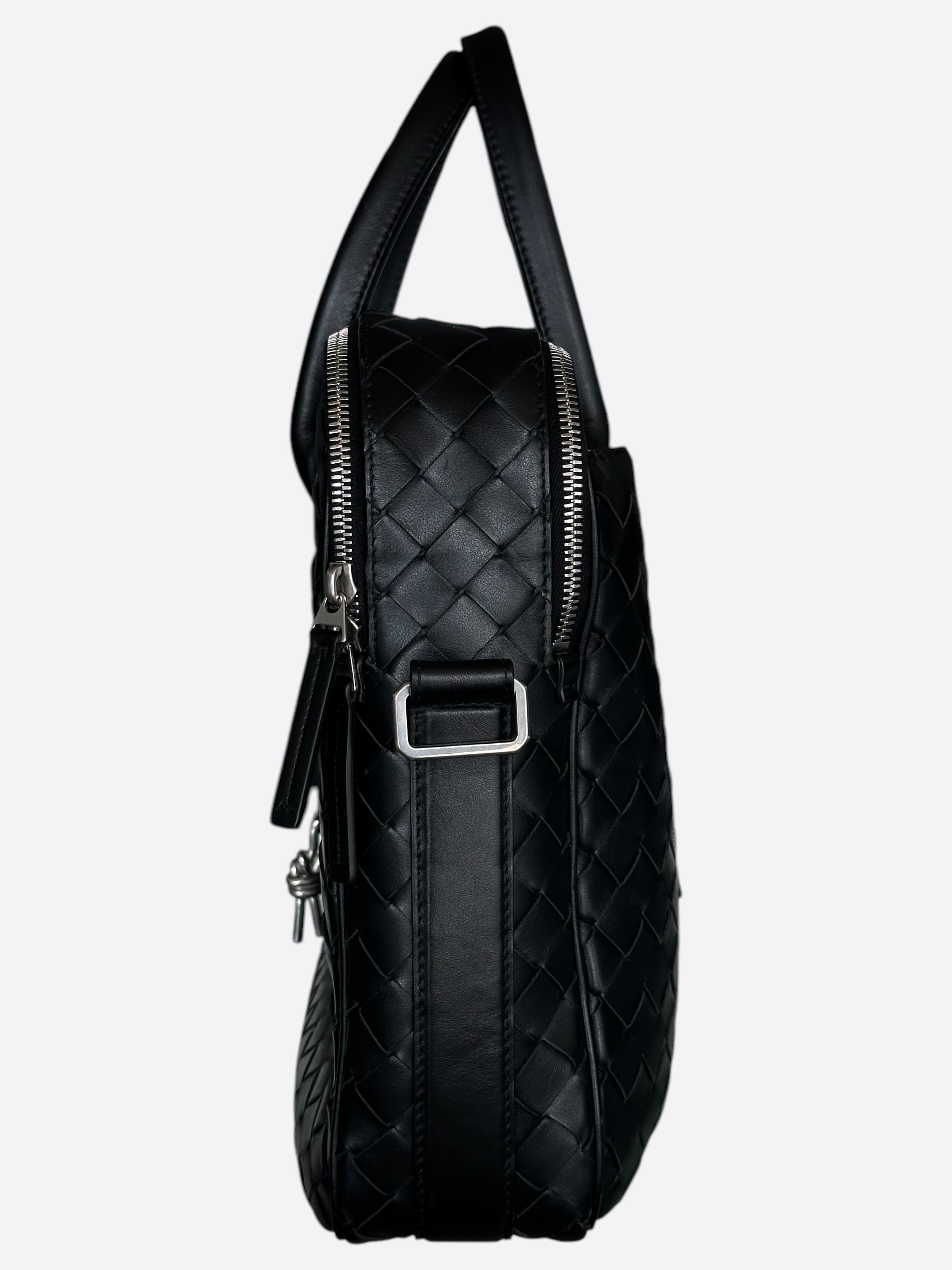 Bottega Veneta Black Large Getaway Briefcase - Premium Leather Business Bag for Men & Women - Perfect for Office, Travel & Work Commute