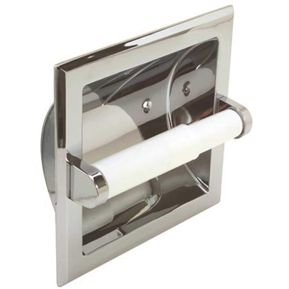 Proplus 553114 Recessed Toilet Paper Holder and Roller - Wall Mounted Bathroom Tissue Dispenser for Home, Office & Commercial Use