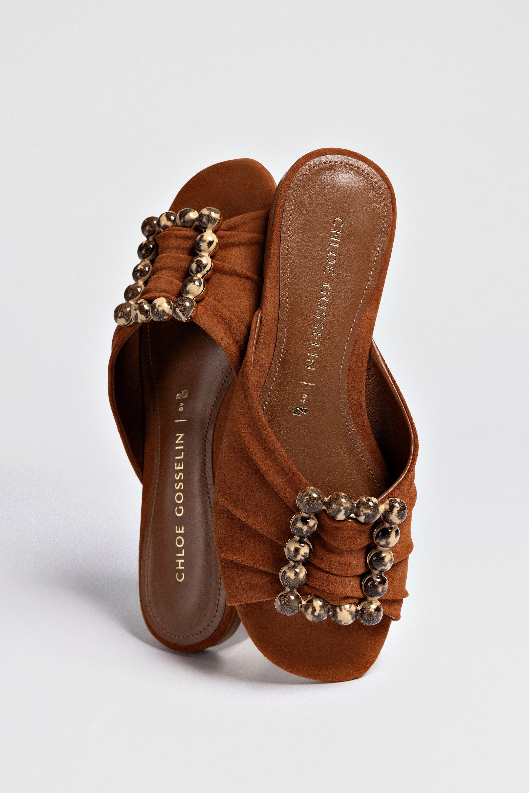 Chloe Gosselin by Larroudé Nova Flat Shoes - Chestnut Suede Women's Ballet Flats for Work, Office & Casual Wear