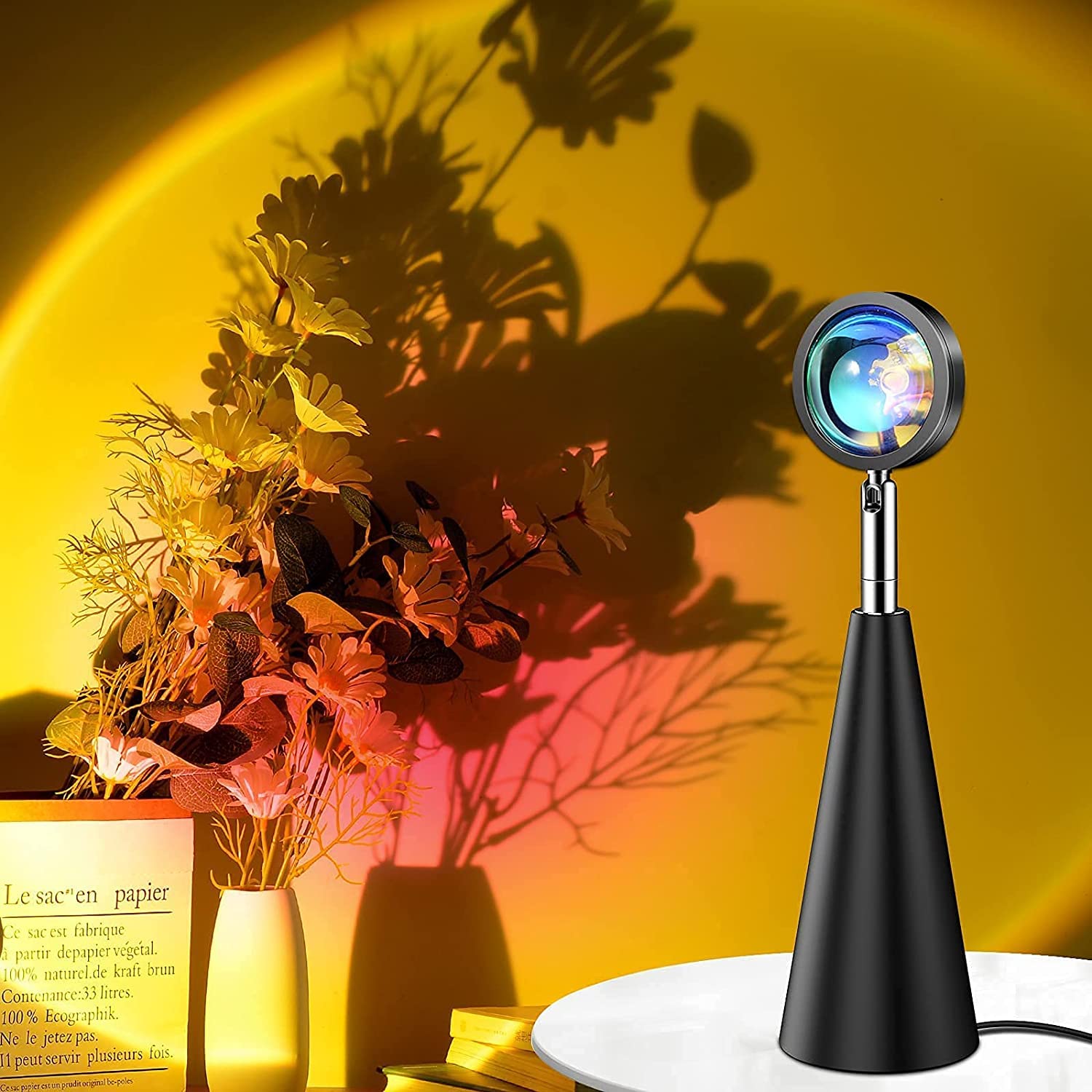 Sunset Projection Lamp - 360° Rotating LED Floor Light for Home Decor, Photography, Christmas, Birthday & Party | Aesthetic Night Light for Bedroom, Living Room, Wedding & Romantic Ambiance