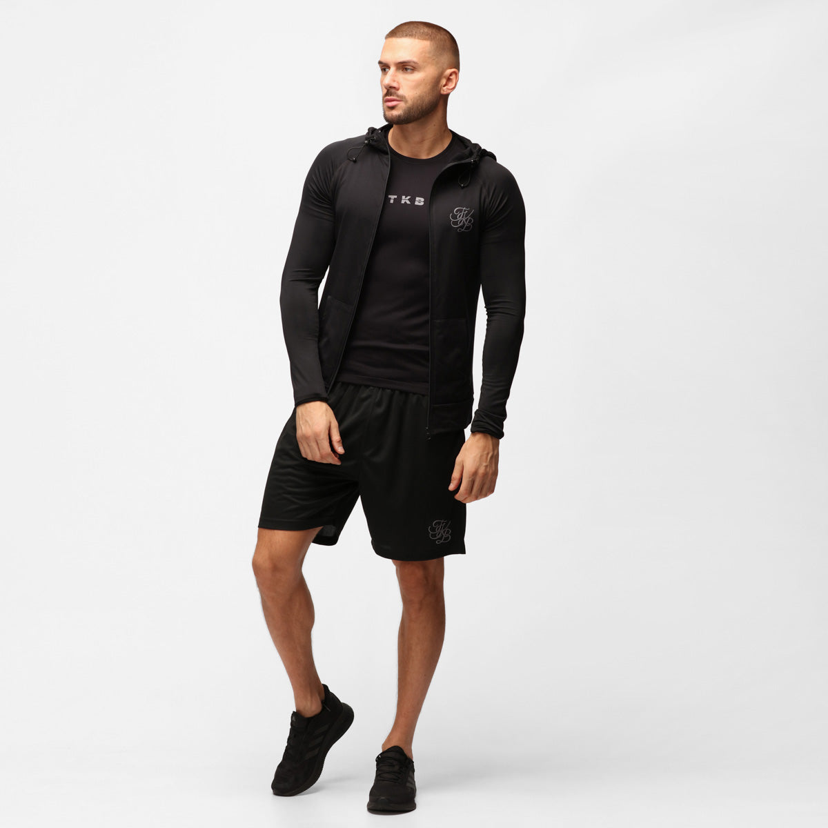 TKB Men's Jet Black Zip-Up Hoodie - Stylish & Comfortable Pullover for Casual Wear, Gym, and Outdoor Activities