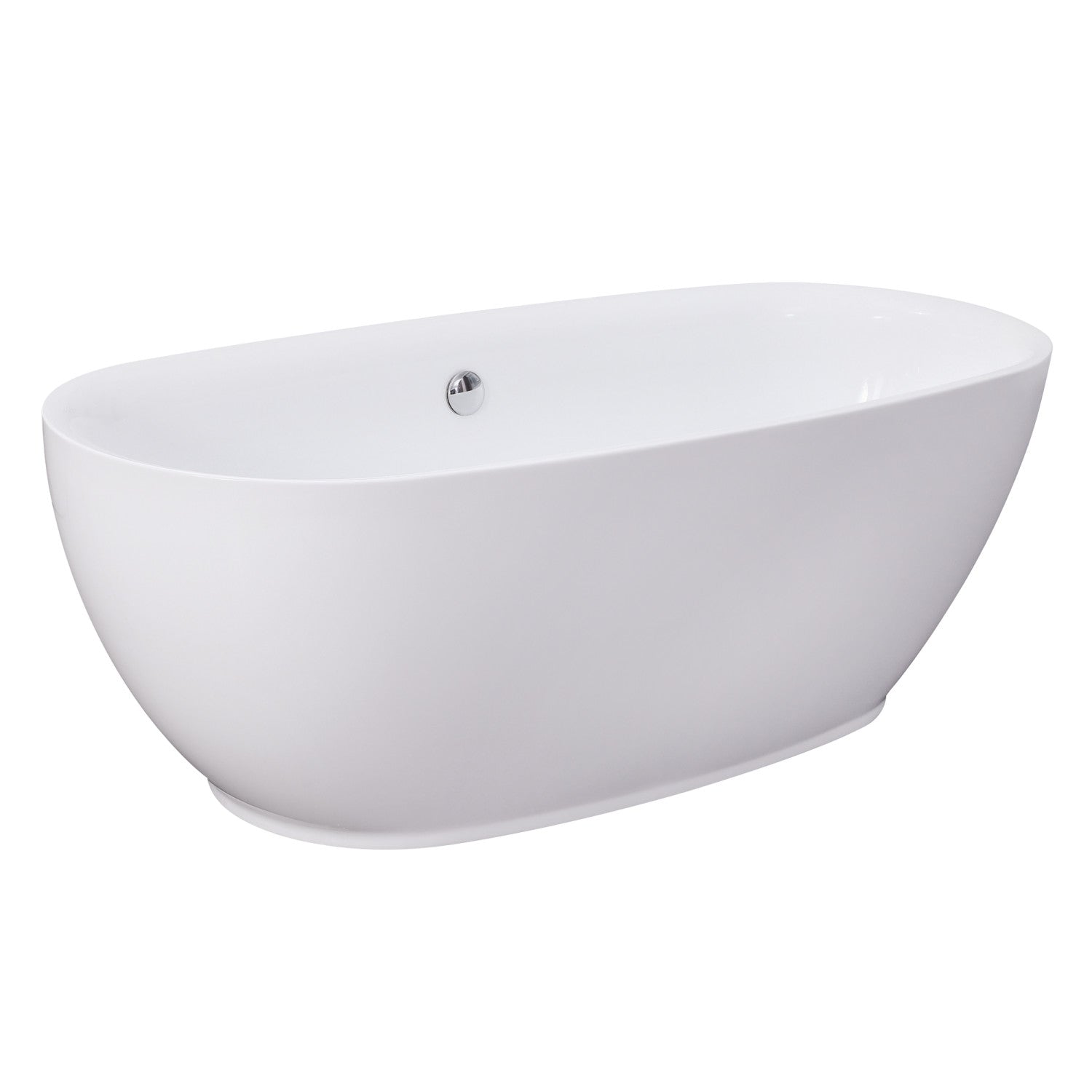Aqua Eden 67-Inch Freestanding Acrylic Oval Bathtub - Glossy White Double-Ended Soaking Tub with Drain | Luxury Bathroom Upgrade for Spa-Like Relaxation at Home