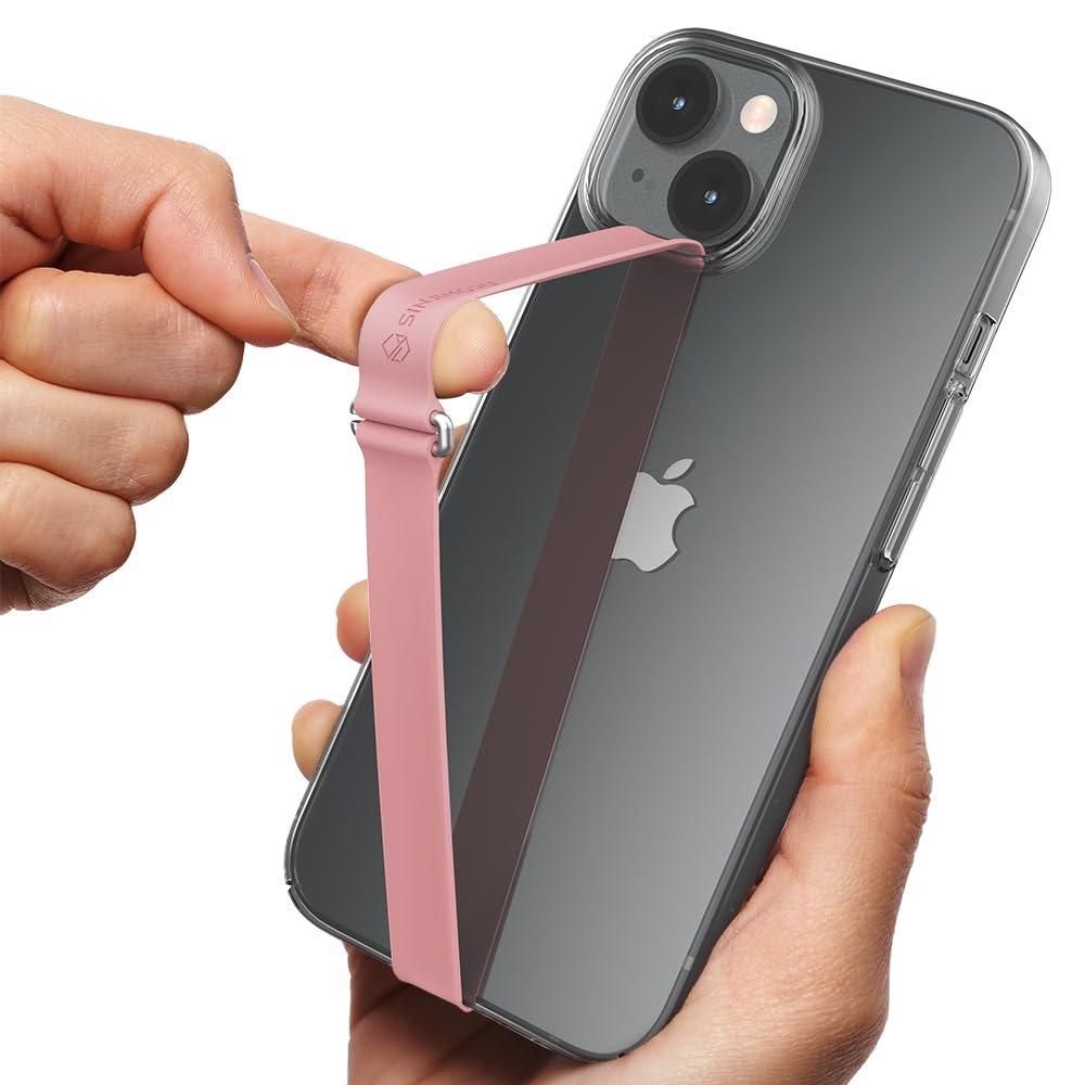 Sinjimoru Silicone C-Shaped Phone Grip Clip - Universal Finger Strap Holder for iPhone & Samsung Cases (Pink) | Perfect for Hands-Free Use While Shopping, Working Out, or Taking Selfies