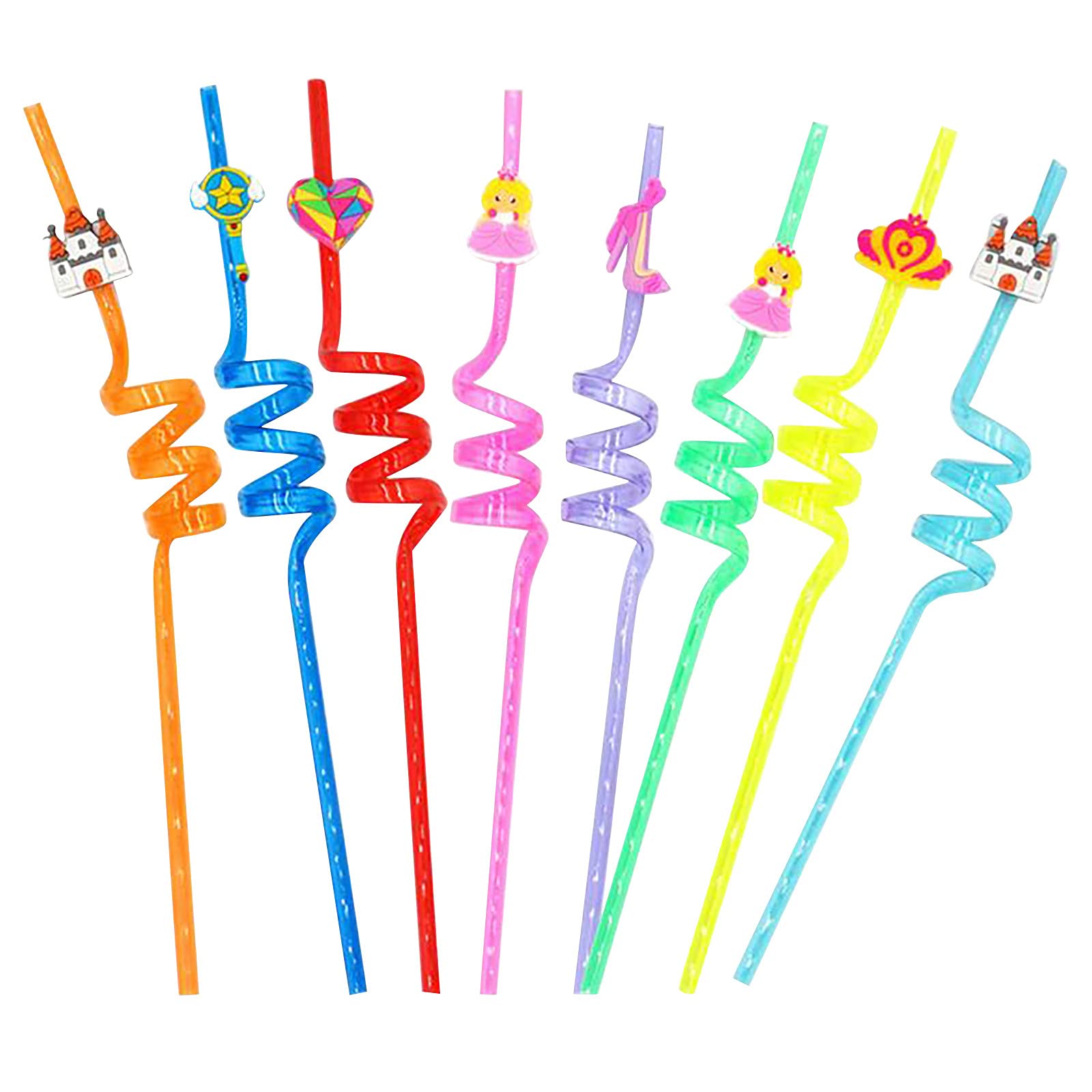 Dinosaur Cartoon Disposable Curved Straws for Parties - Fun Novelty Drinking Straws for Kids Birthday, Themed Events & Summer Celebrations
