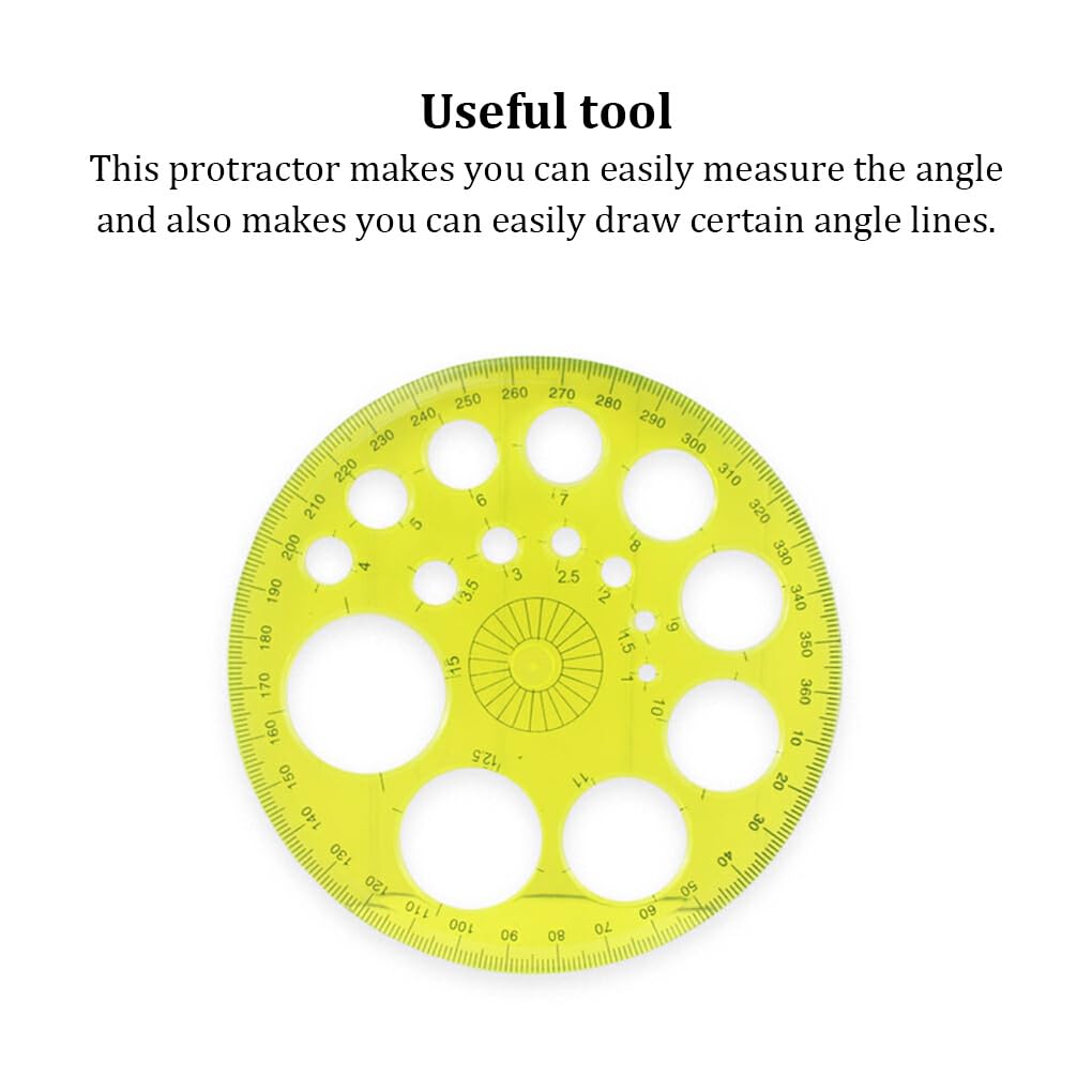 360 Degree Protractor & Circle Template - Multifunctional Measuring Tool for Students, Sketching, and Drafting | Portable Round Ruler for Geometry, Art, and Engineering Projects