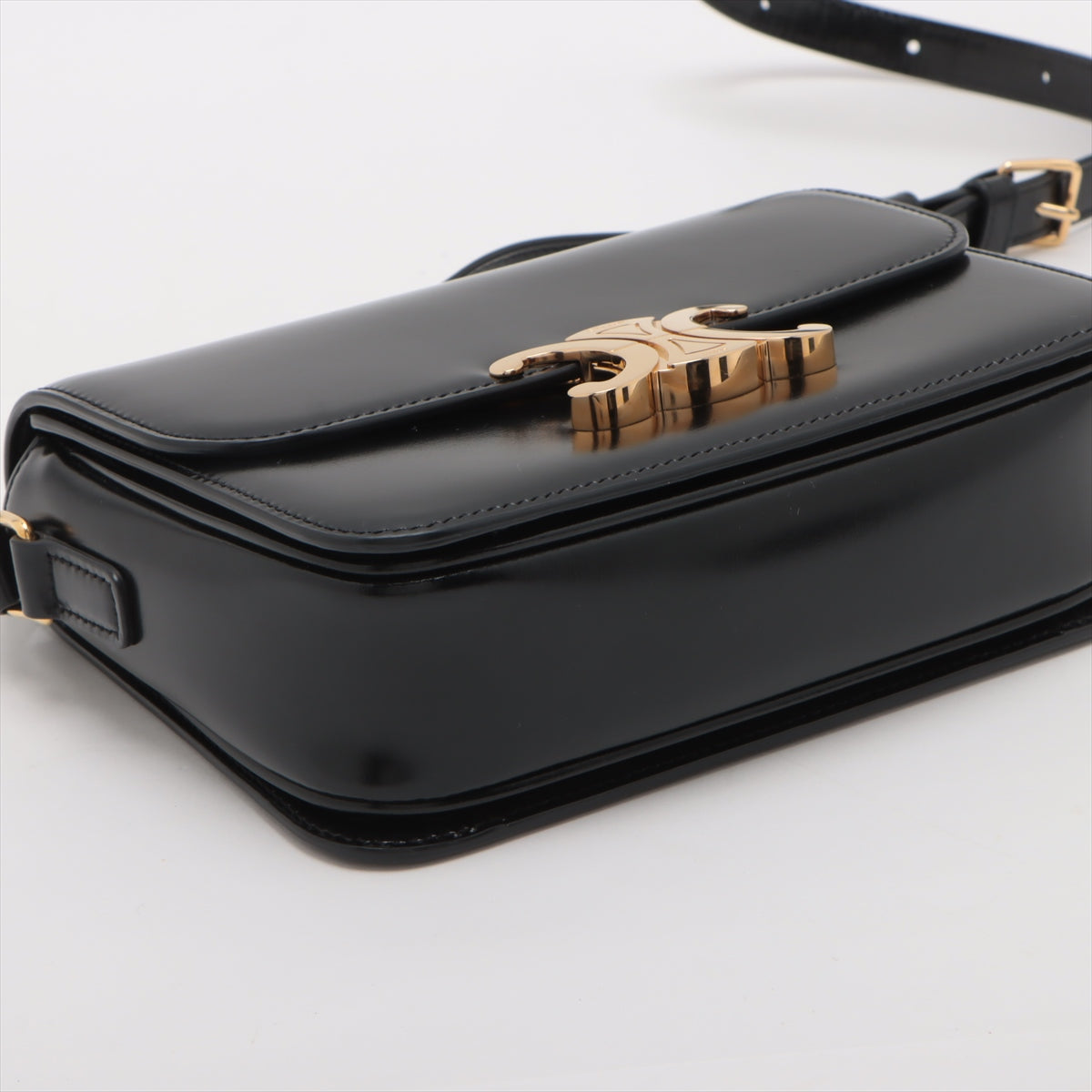 Celine Triomphe Teen Black Leather Crossbody Bag for Women | Luxury Designer Shoulder Purse | Perfect for Date Night, Travel & Everyday Use
