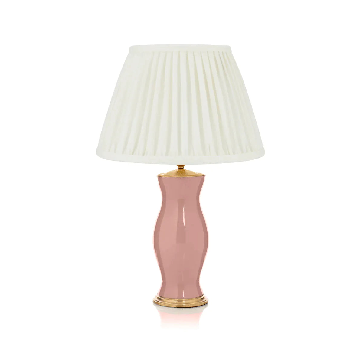 Elegant Blush Pink Handblown Glass Table Lamp with Brass Accents - Perfect for Bedroom Nightstand, Living Room Decor & Romantic Ambiance Lighting