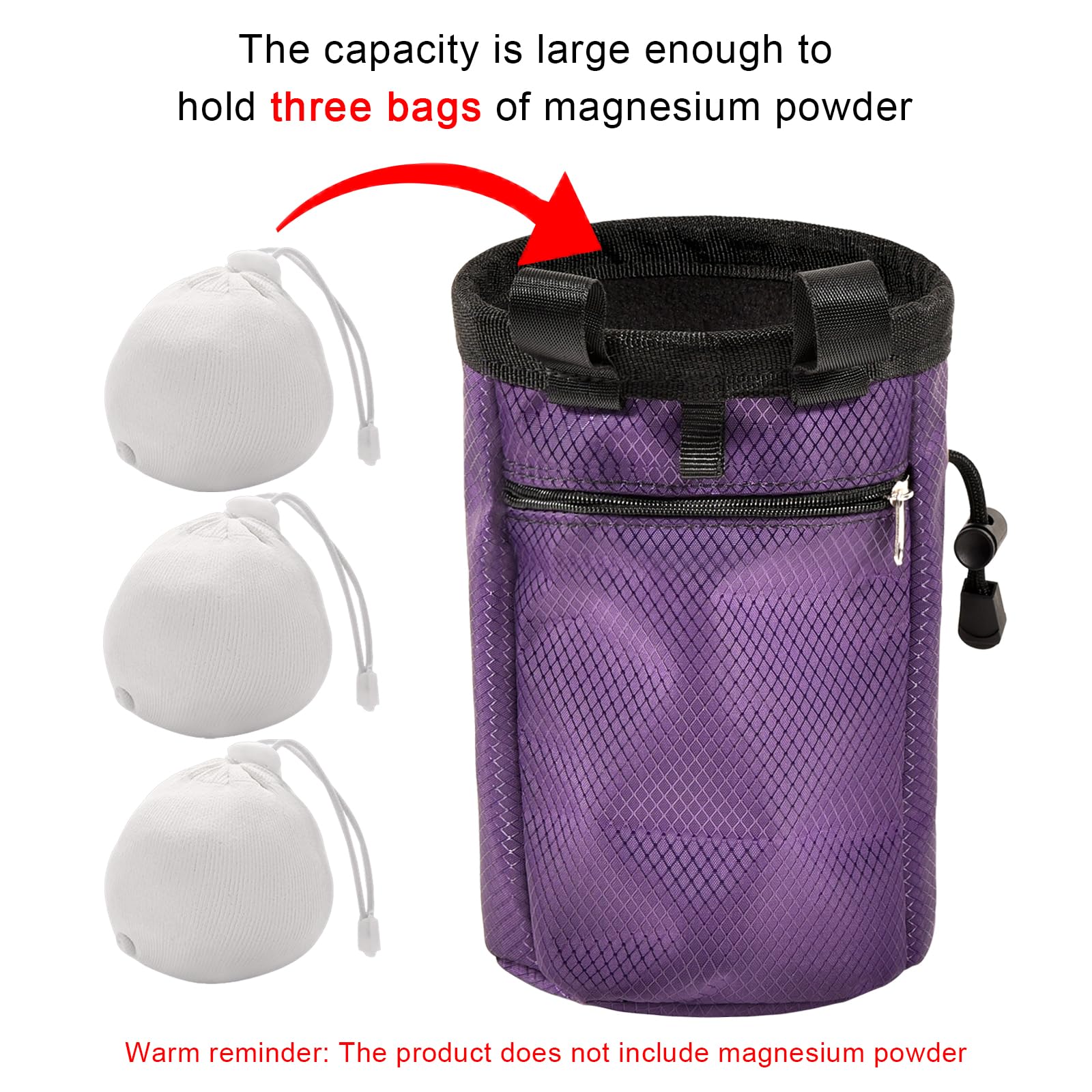 Premium Rock Climbing Chalk Bag with Drawstring - Lightweight Bouldering Chalk Bucket for Gym, Weightlifting & Crossfit Training - Ideal for Indoor/Outdoor Climbing, Gymnastics & Fitness Workouts