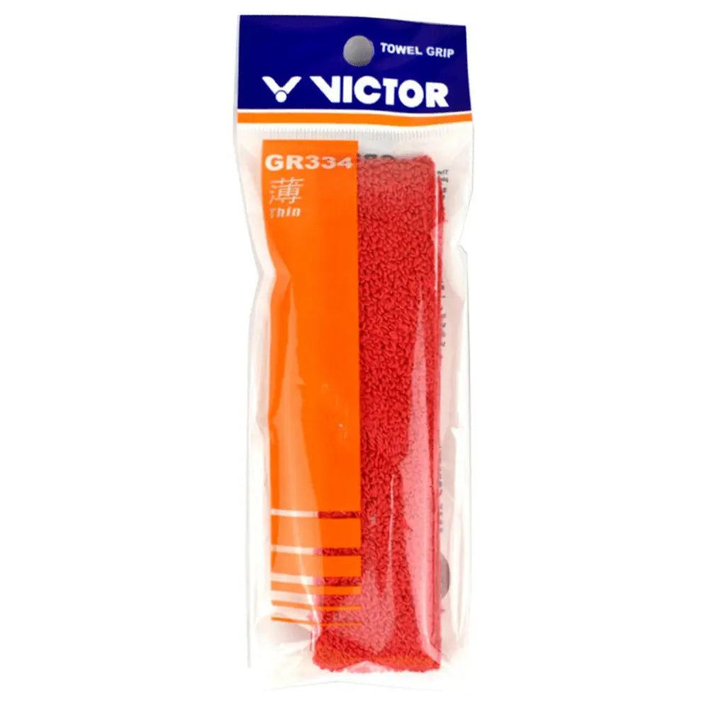 Victor GR334C Thin Badminton Racket Towel Grip - Premium Sweat Absorbent Replacement Grip for Badminton, Tennis, Squash Rackets - Perfect for Sports Training & Competitive Play