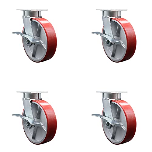 4 Swivel - Brakes & Bolt on Swivel Locks - Red
