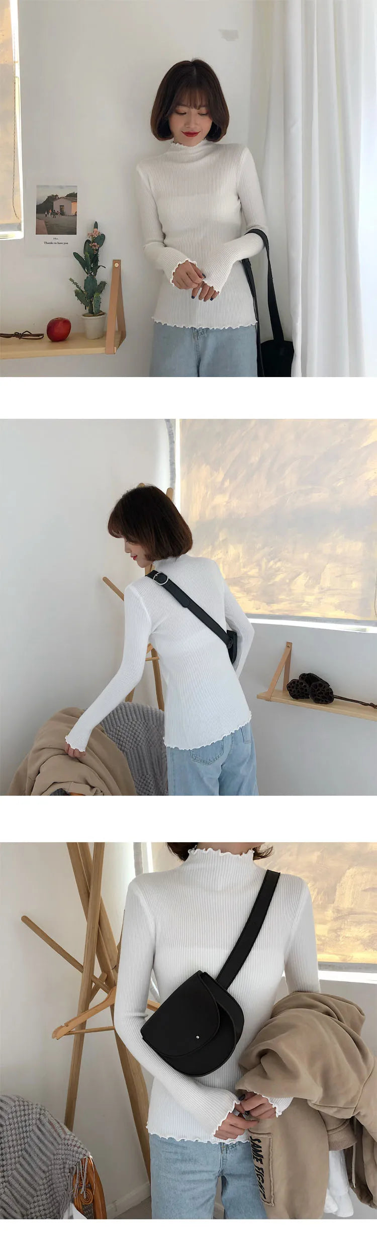Women's Stretchable Turtleneck Sweater - Soft & Comfortable Winter Pullover for Casual Wear, Office & Date Night
