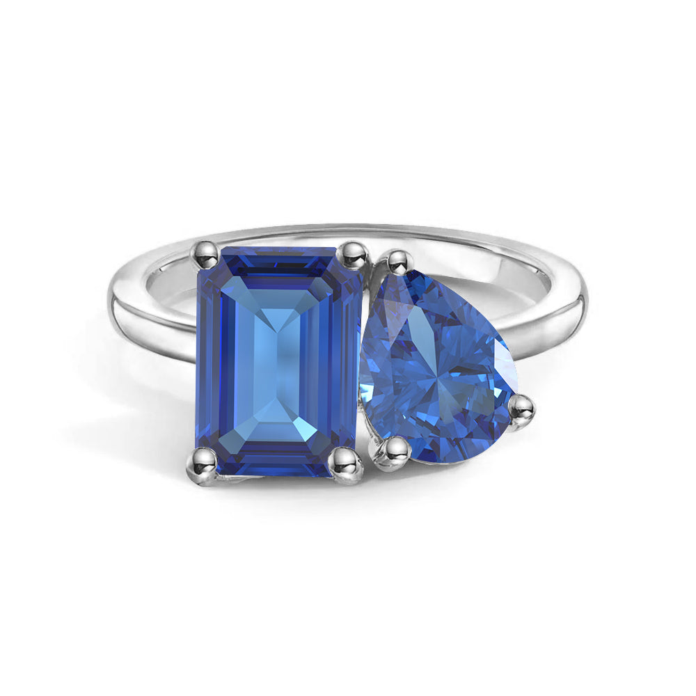 Toi et Moi Personalized Sapphire Birthstone Ring | Custom Anniversary Jewelry Gift for Her | Perfect for Weddings, Engagements & Romantic Occasions