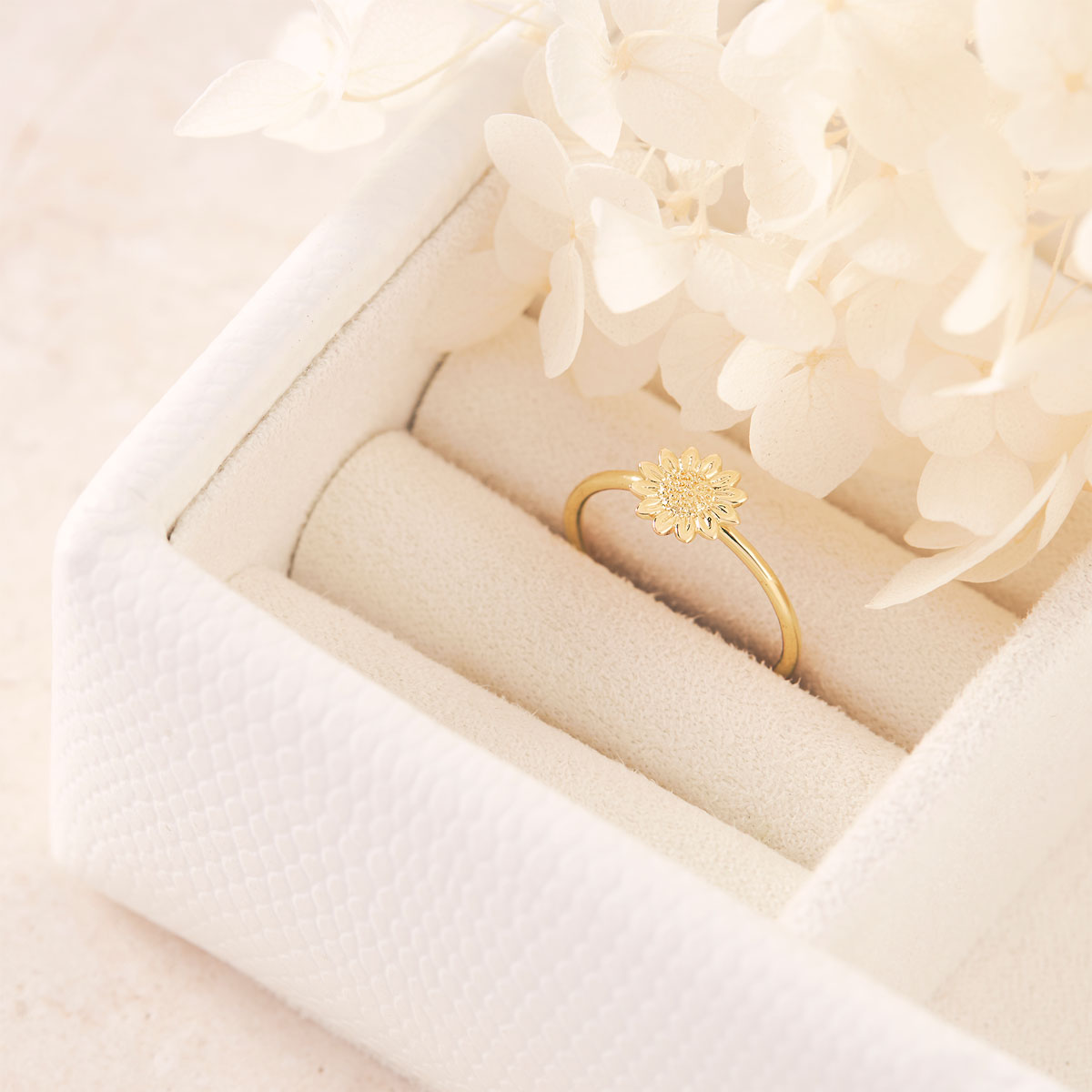 Delicate Sunflower Ring - 14K Gold Plated Floral Jewelry for Women - Perfect for Weddings, Anniversaries & Everyday Wear