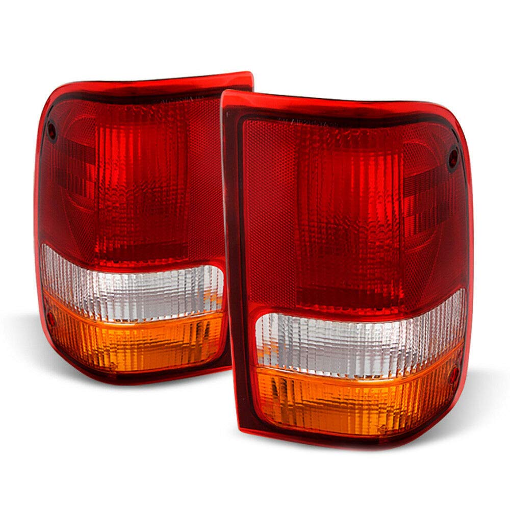 Aveland Tail Lights for 1993-1997 Ford Ranger - FO2801110/FO2800110 - OEM Style Red & Amber LED Brake Lamps (Left & Right Pair) - Perfect for Off-Roading, Truck Upgrades & Nighttime Safety