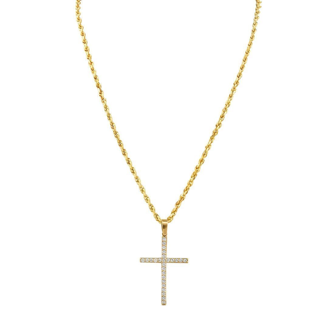 14K Yellow Gold Diamond Cross Pendant Necklace - 0.4 Carat Total Weight - Elegant Religious Jewelry for Women - Perfect for Church, Baptism, Weddings & Everyday Wear